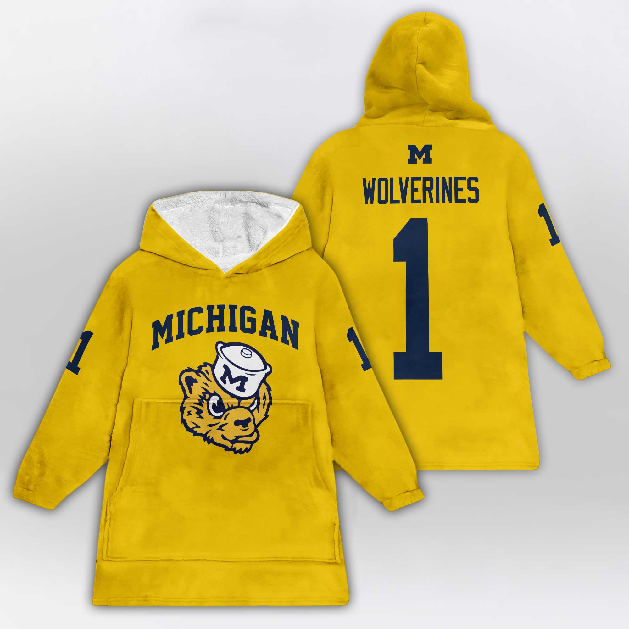 Kid 1 Michigan Football Unisex Blanket Hoodie