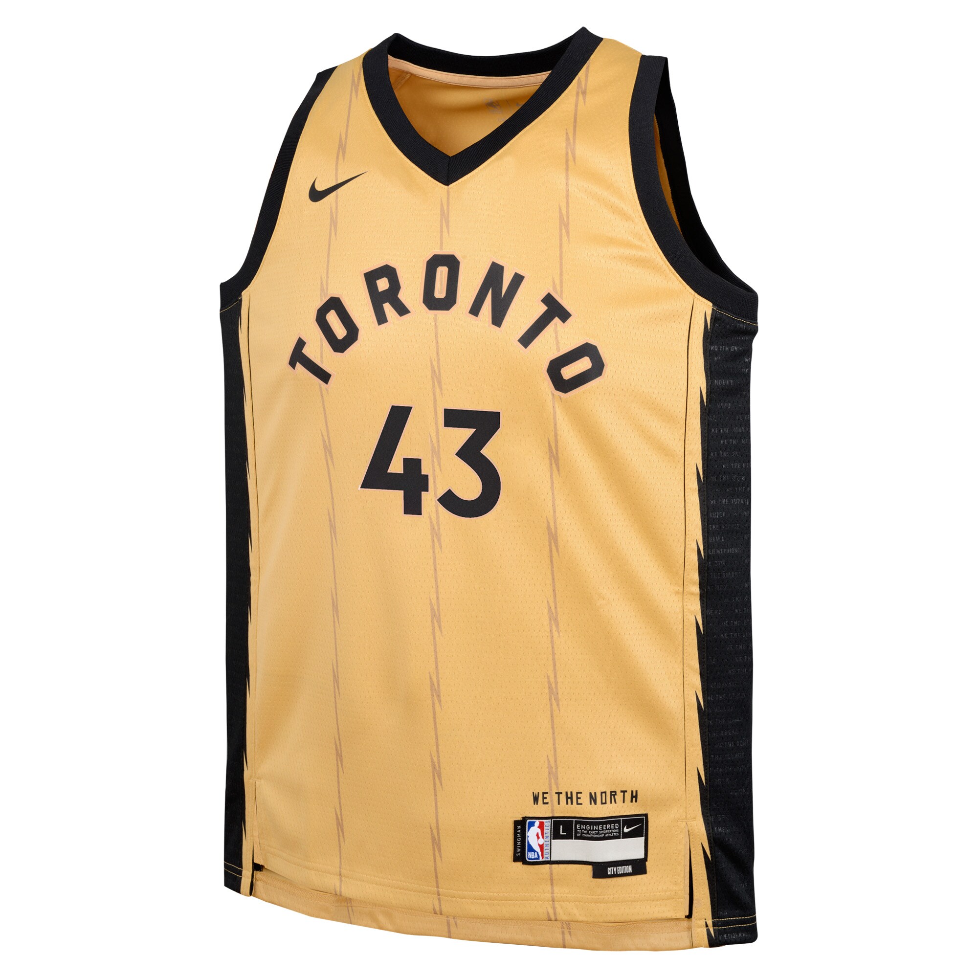Youth Toronto Raptors Pascal Siakam  Gold 2023/24 Swingman Replica Jersey - City Edition