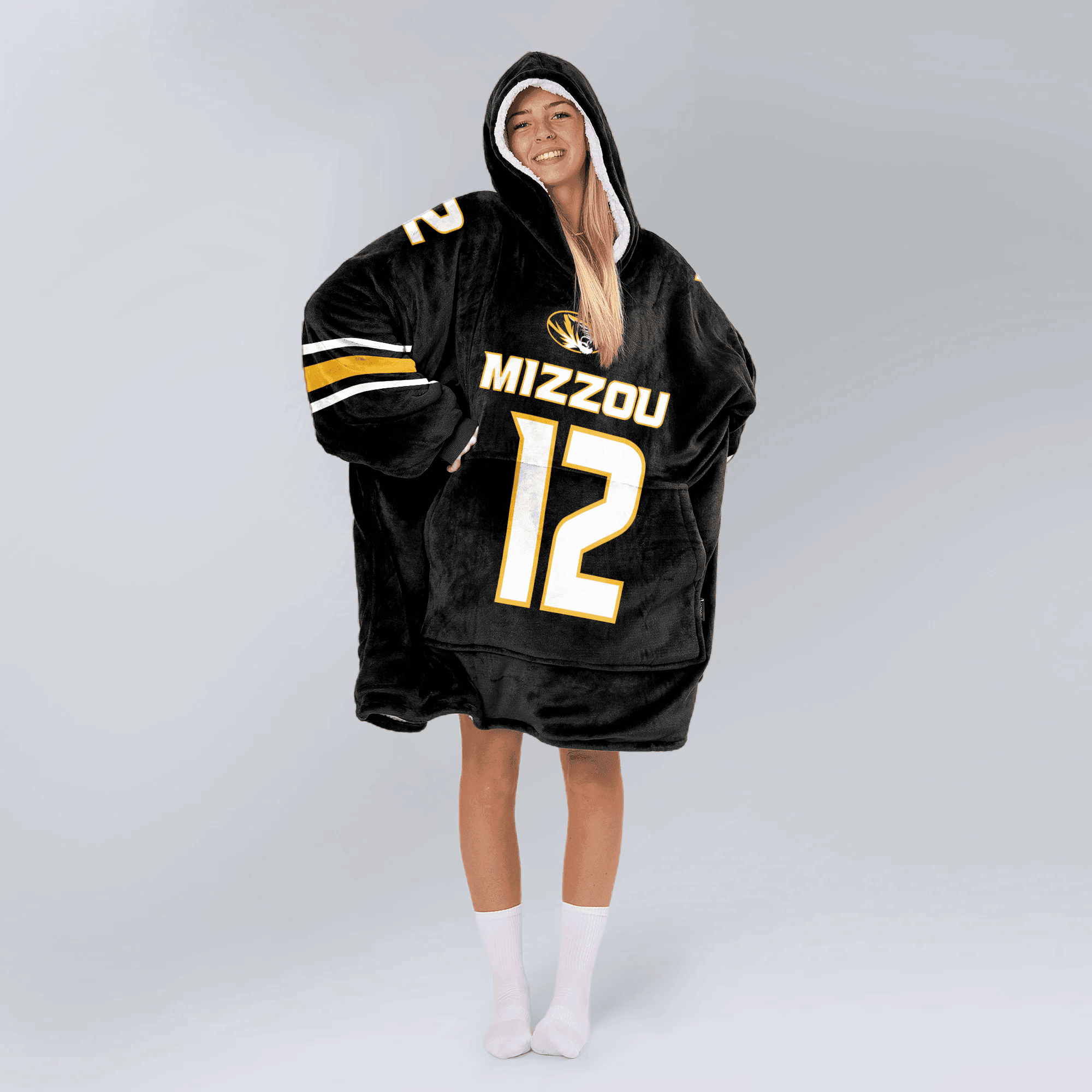 Adult 12 Missouri Football Unisex Blanket Hoodie