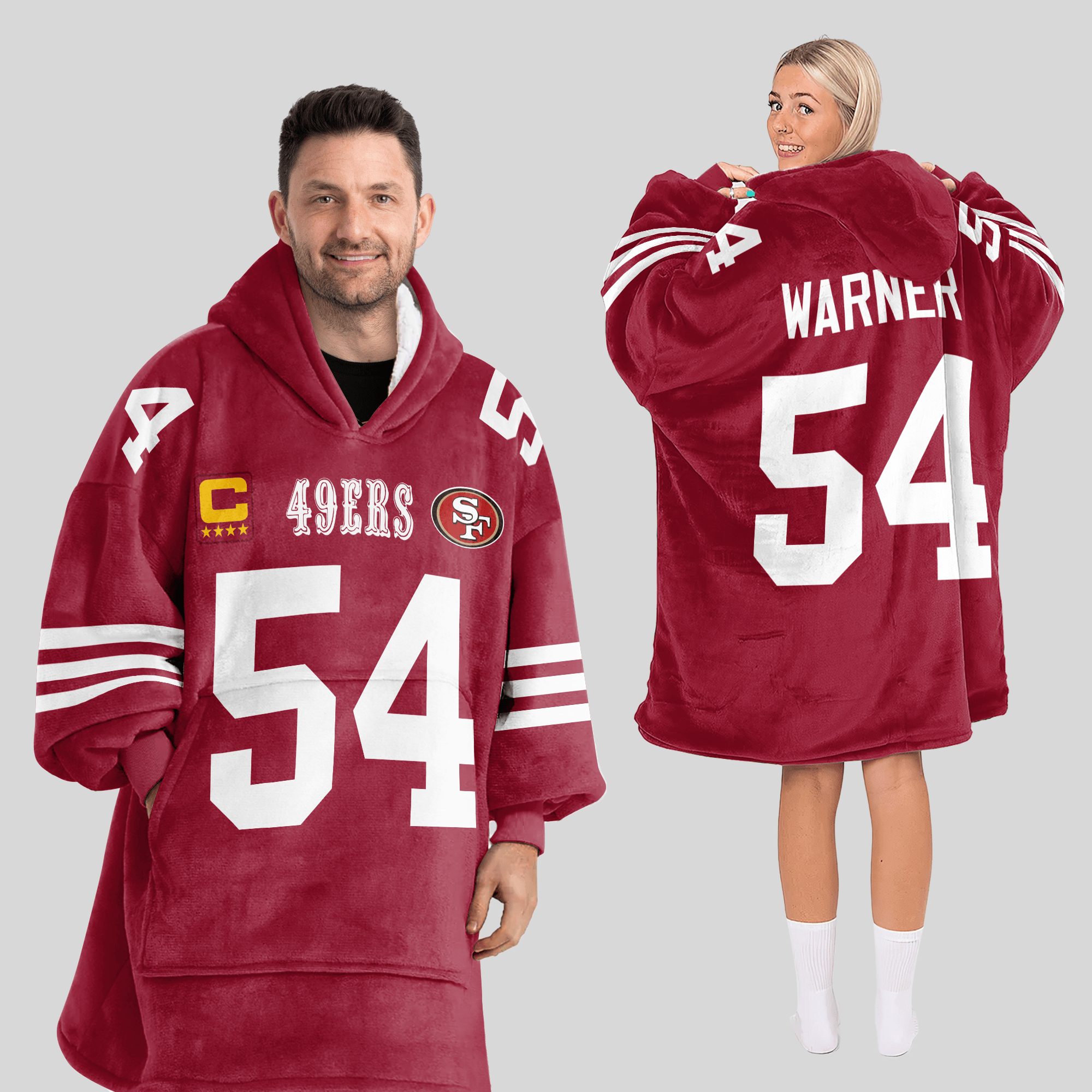 Adult F.W 54 Captain San Francisco 49ers Football Unisex Blanket Hoodie