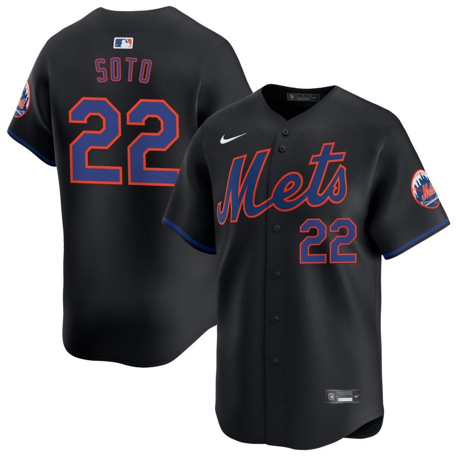 Men's #22 New York Mets Juan Soto  Black Home Limited Player Jersey