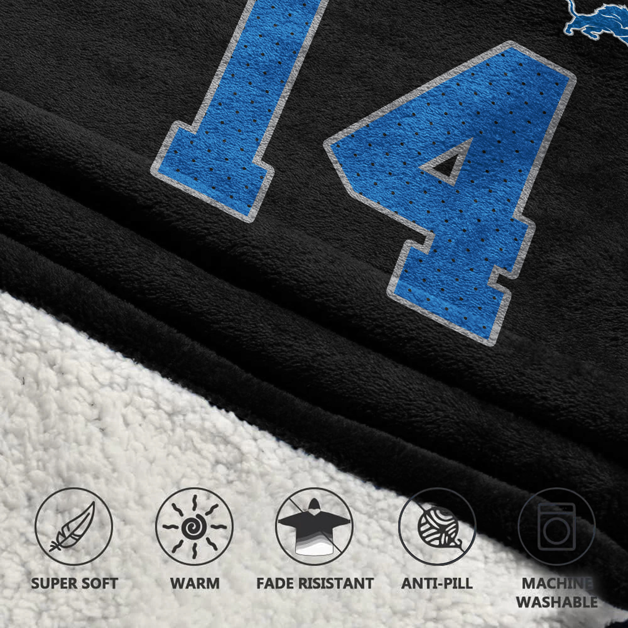 Adult A ST.B 14 Detroit Football Unisex Blanket Hoodie
