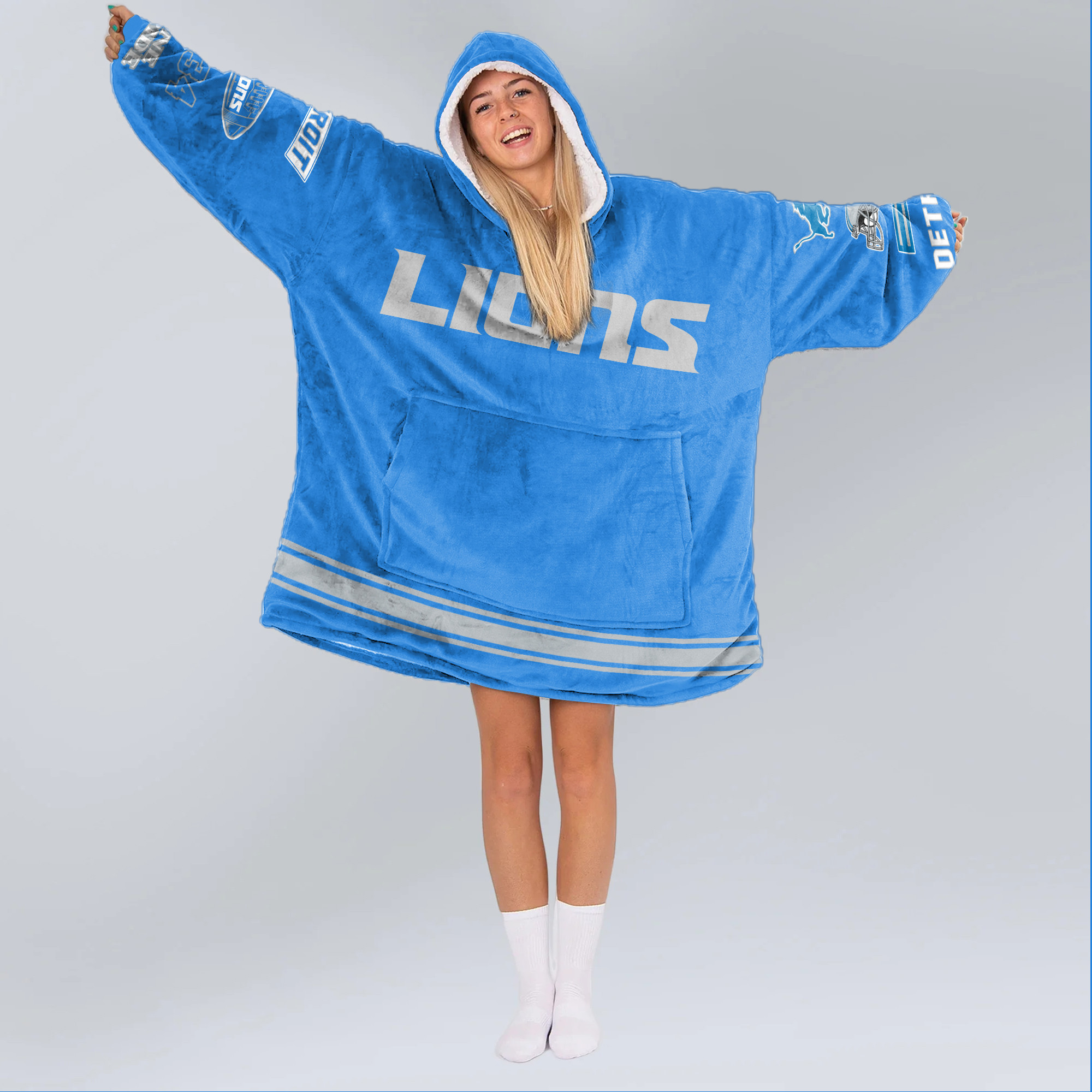 Adult Detroit Football Unisex Blanket Hoodie