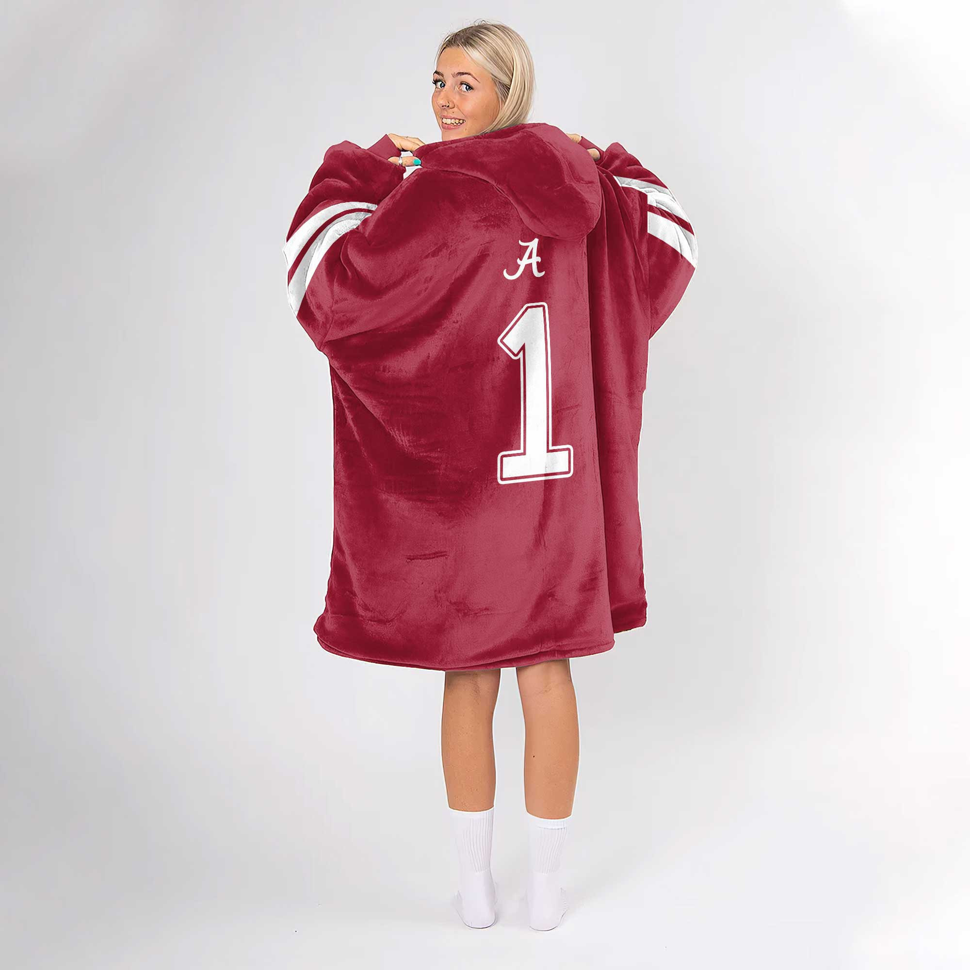 Adult #1 Alabama Football Unisex Blanket Hoodie