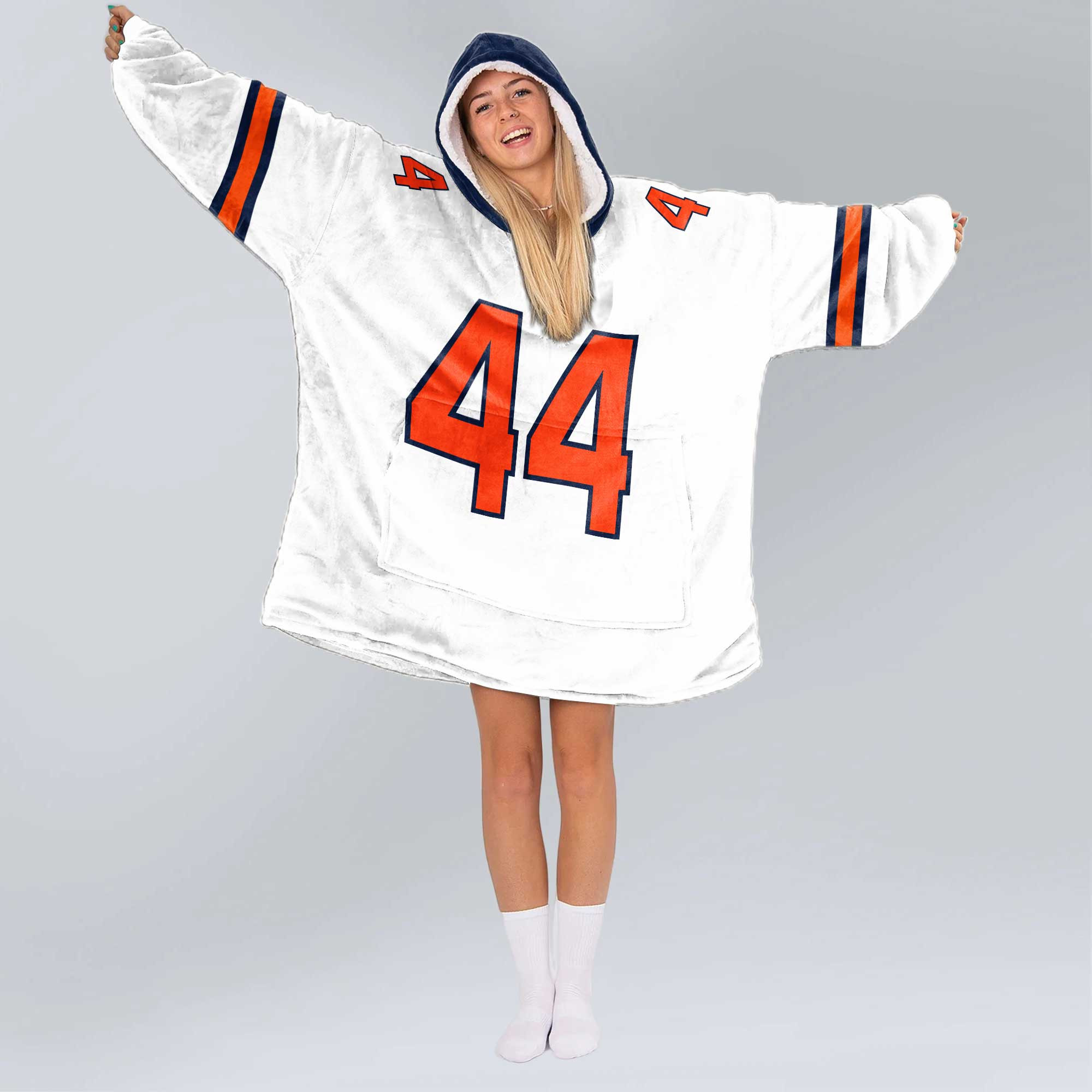Adult #44 Navy Syracuse Football Unisex Blanket Hoodie
