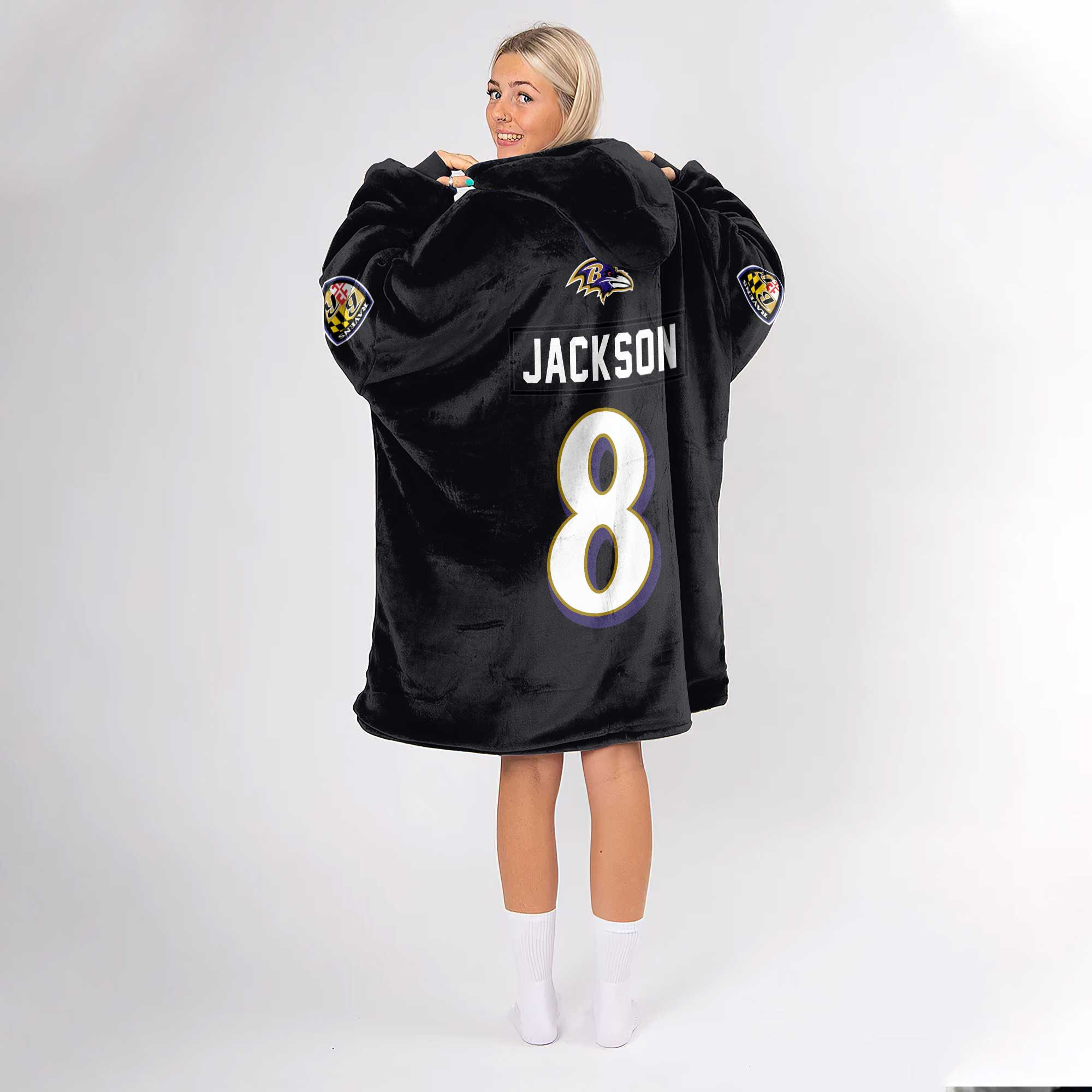 Adult 8 Baltimore Football Unisex Blanket Hoodie