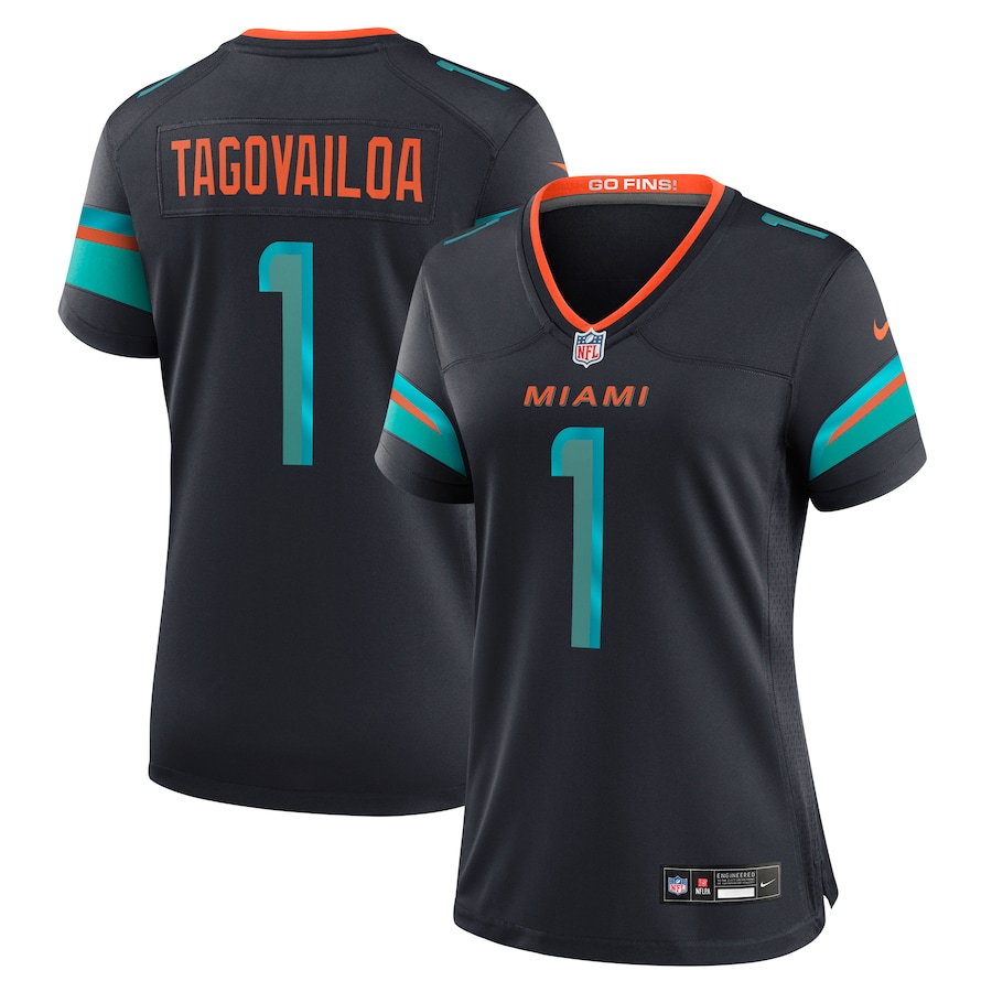 Tua Tagovailoa #1 Miami Dolphins Women's 2025 Rivalries Collection Game Jersey - Pitch Blue