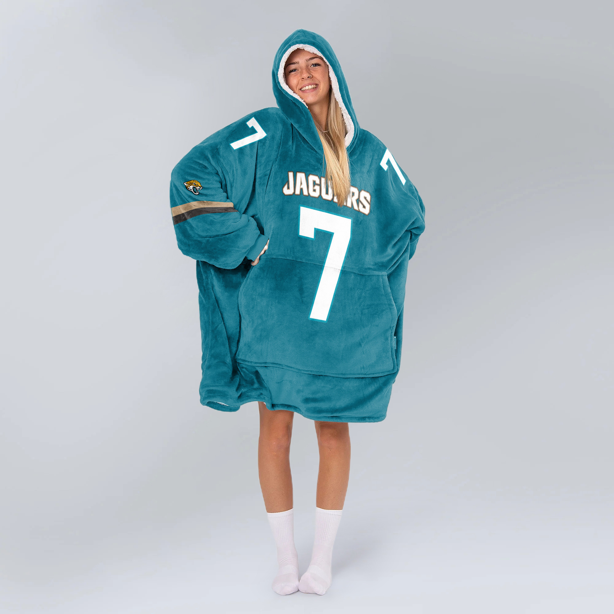Adult 7 Jacksonville Football Unisex Blanket Hoodie