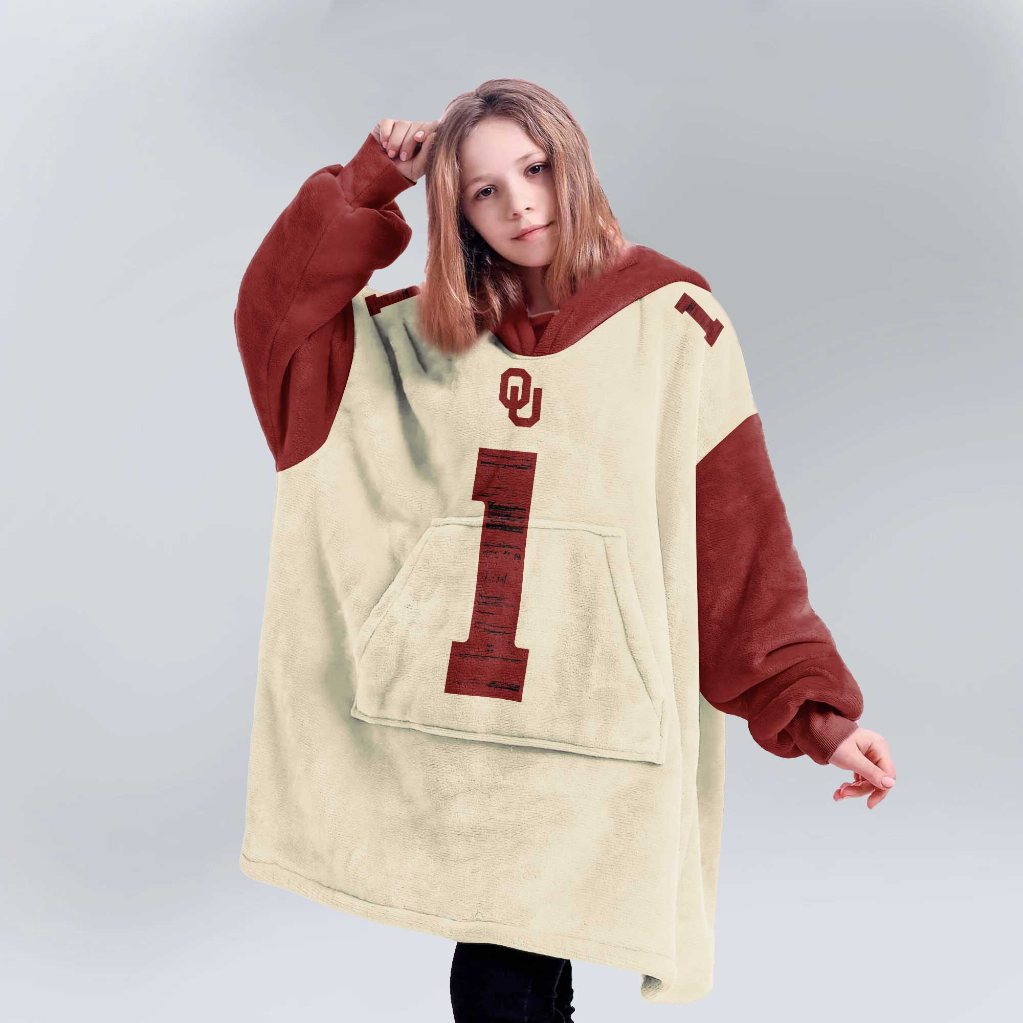 Kid #1 Oklahoma Football Unisex Blanket Hoodie