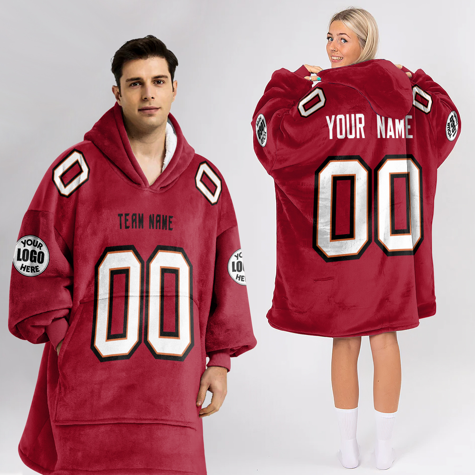 Adult Custom Blanket Hoodie Tampa Bay Inspired Color