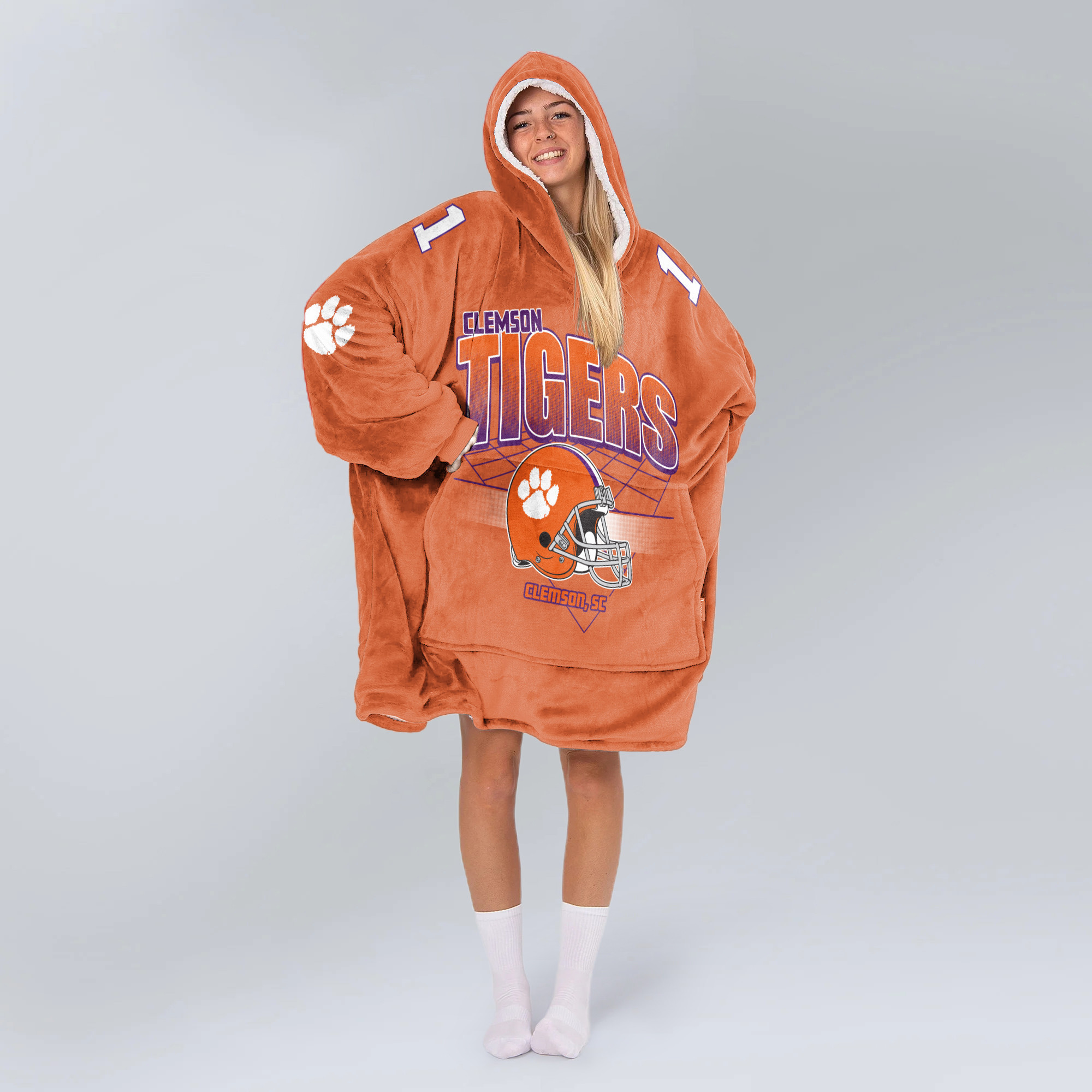 Adult Clemson Football Unisex Blanket Hoodie