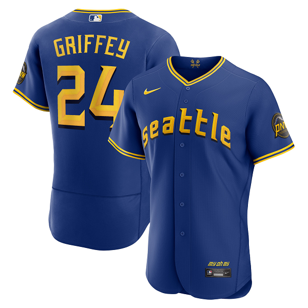 Men's Seattle Mariners #24 Ken Griffey Jr.  Royal 2023 City Connect Flex Base Player Jersey