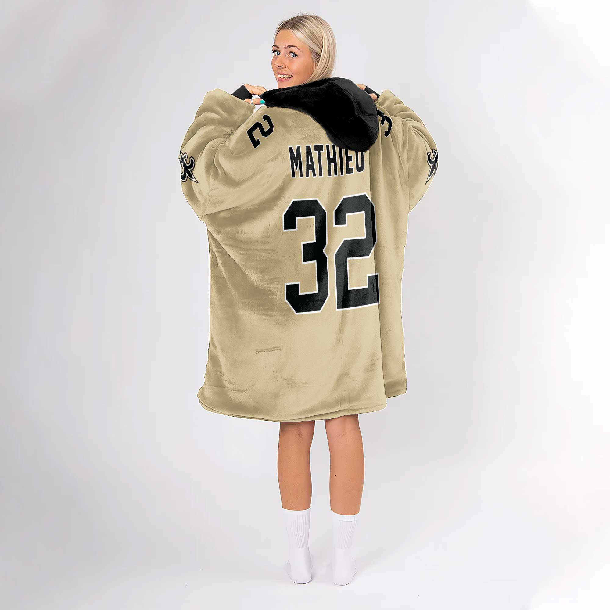 Adult T.M 32 New Orleans Football Unisex Blanket Hoodie