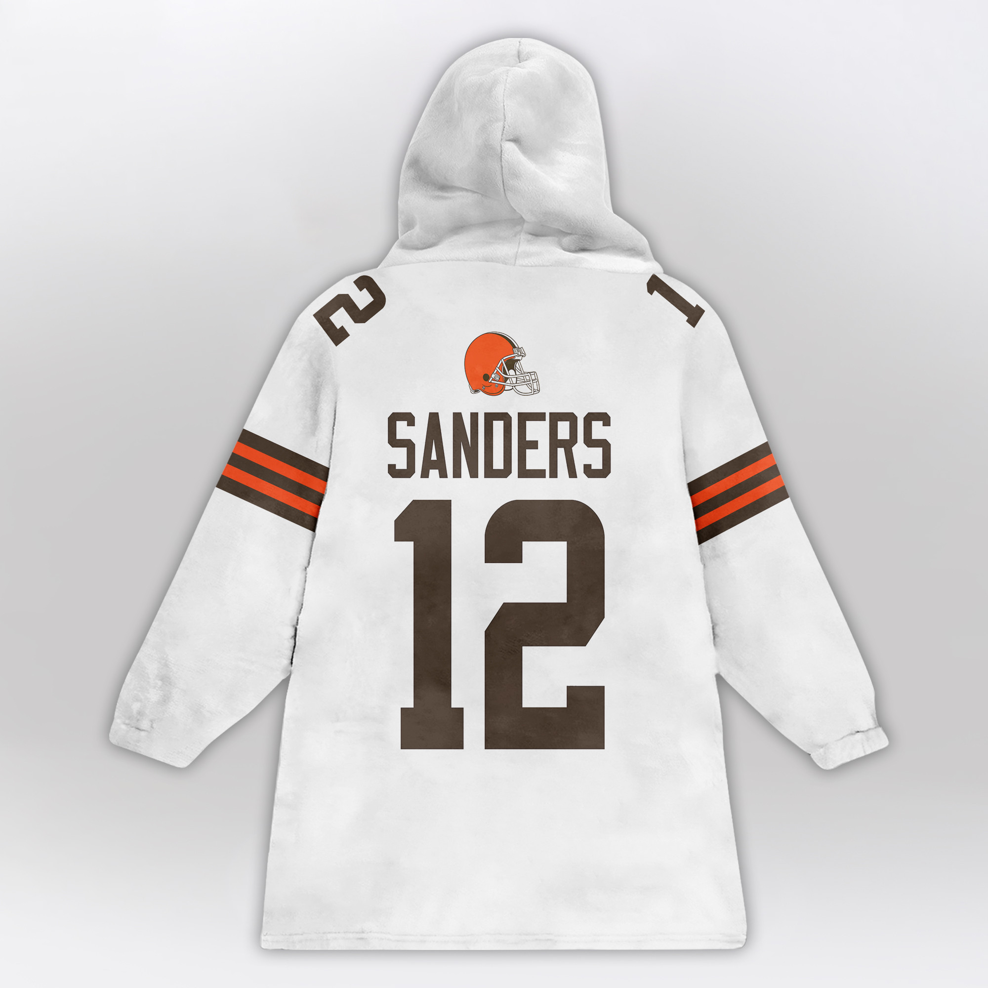Adult S.S 12 Cleveland Football White Unisex Blanket Hoodie