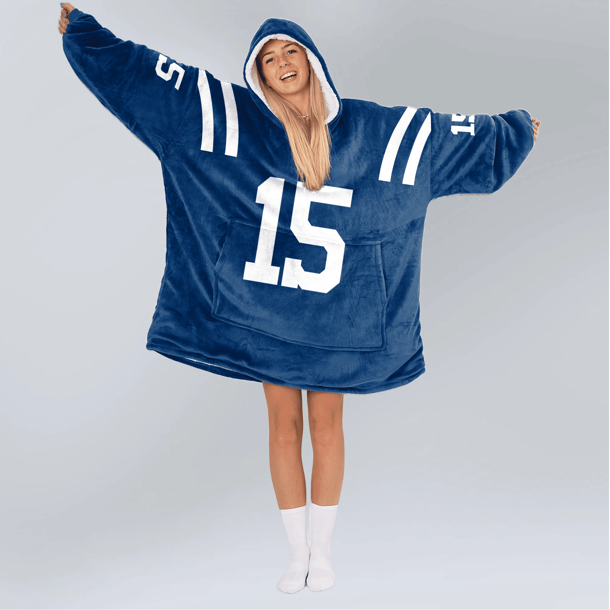 Adult 15 Indianapolis Football Unisex Blanket Hoodie