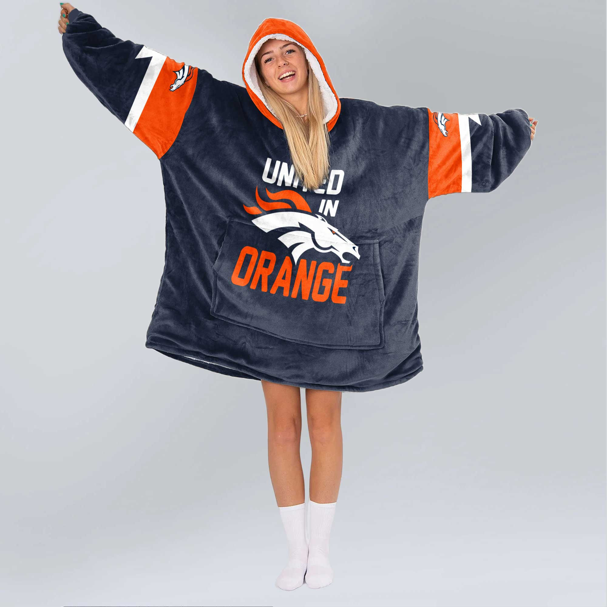 United In Orange Denver Football Unisex Blanket Hoodie