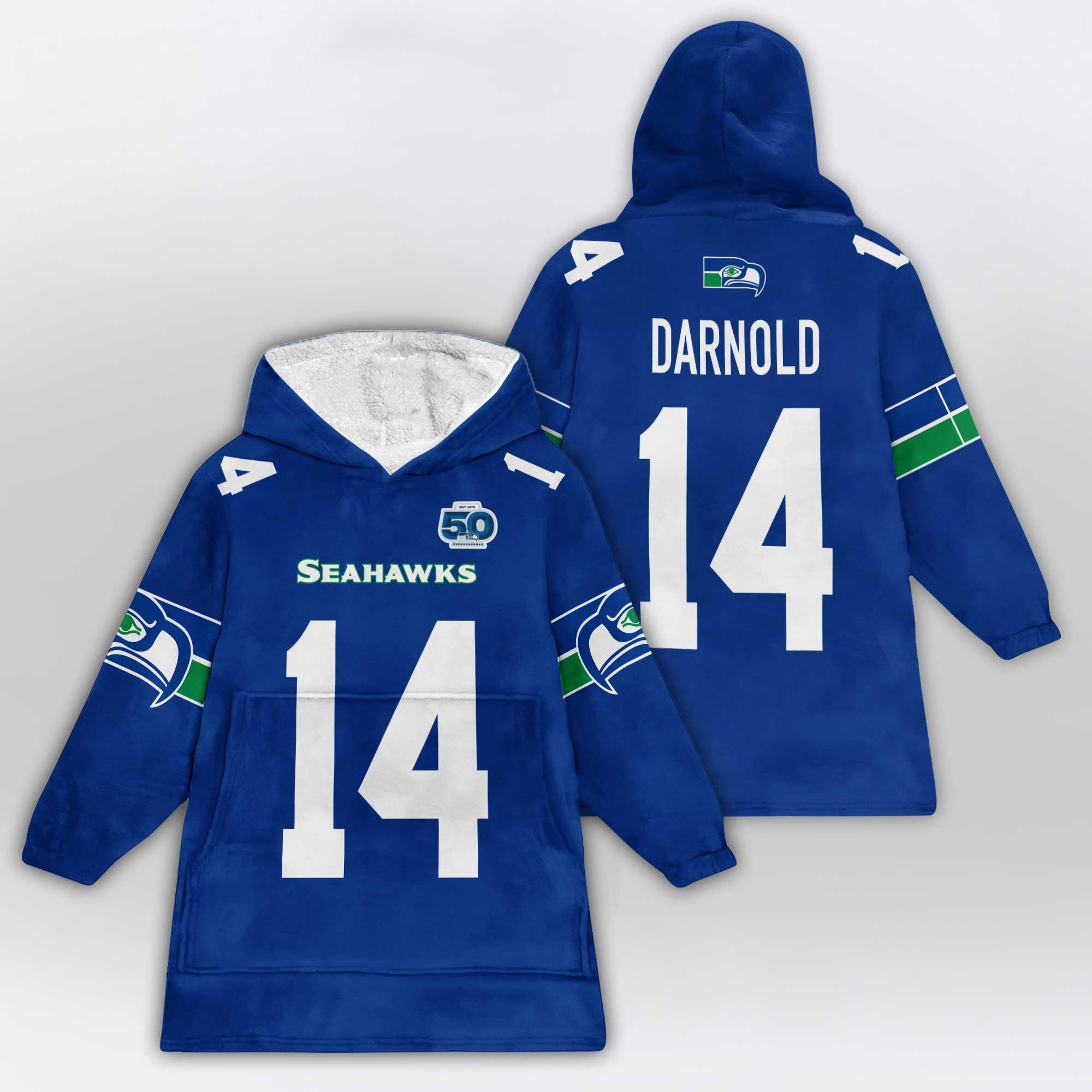 Adult 14 Seattle Football Unisex Blanket Hoodie