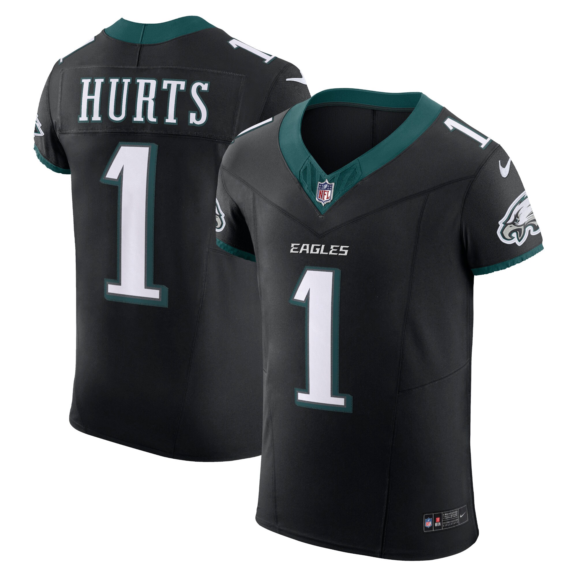 Jalen Hurts Philadelphia Eagles #1  Alternate Vapor F.U.S.E. Elite Jersey - Black