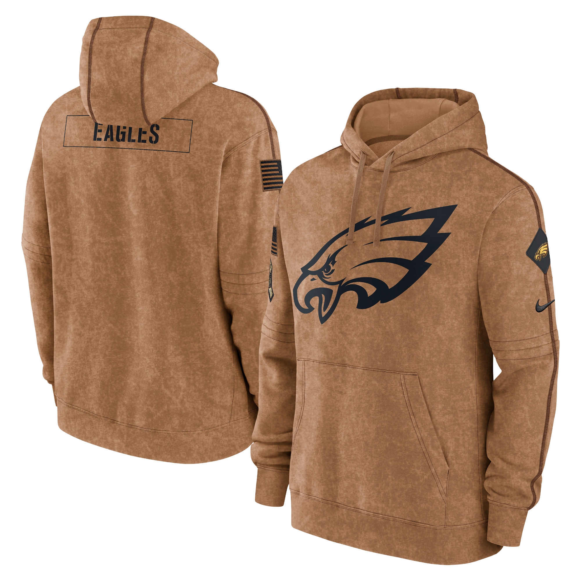 Philadelphia Eagles  2023 Salute To Service Club Pullover Hoodie - Brown