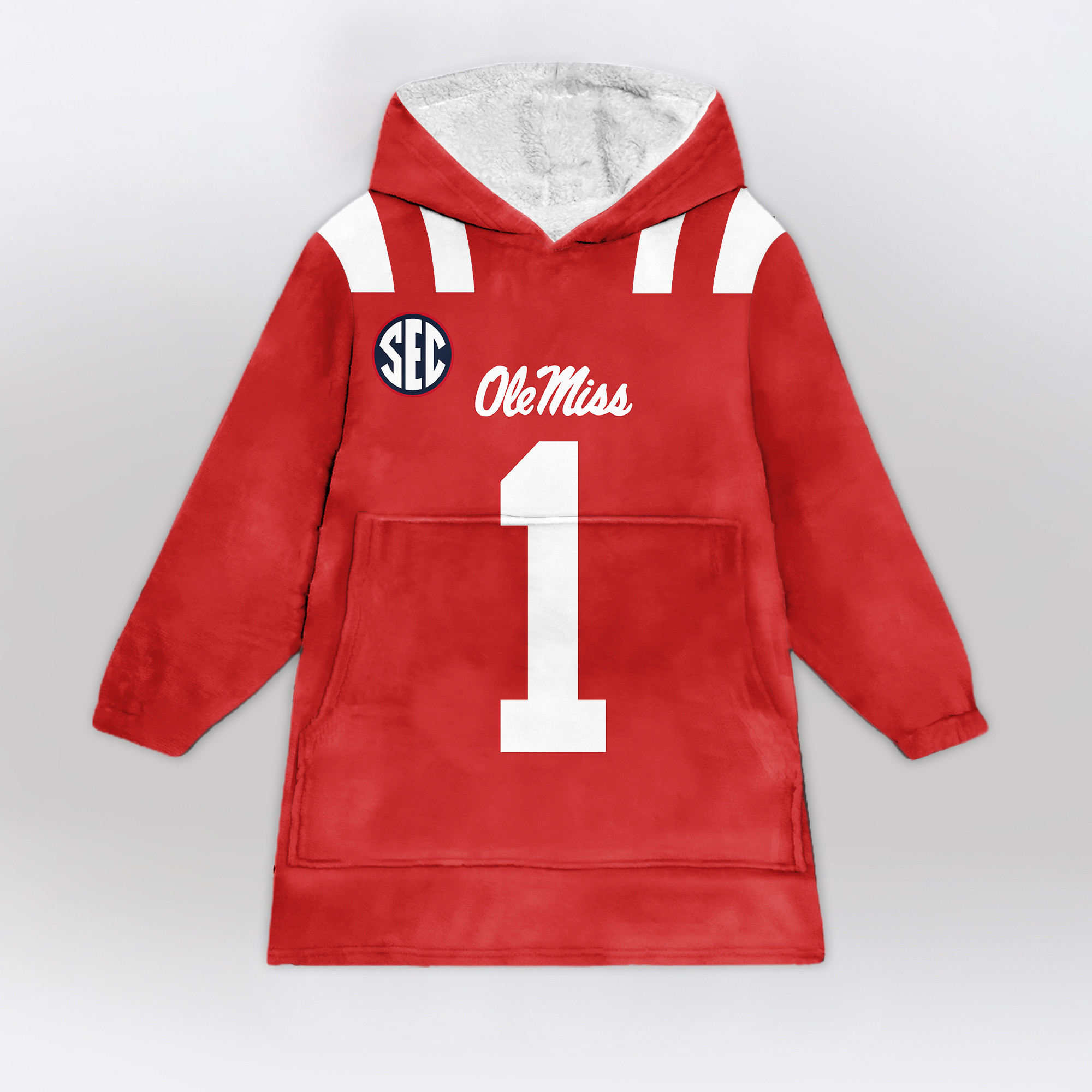 Adult #1 Ole Miss Football Unisex Blanket Hoodie