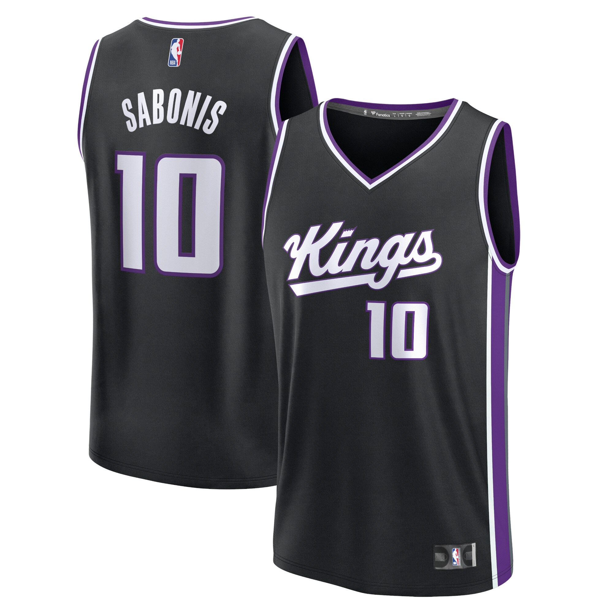 Men's Sacramento Kings Domantas Sabonis  Black 2023/24 Fast Break Replica Jersey - Icon Edition