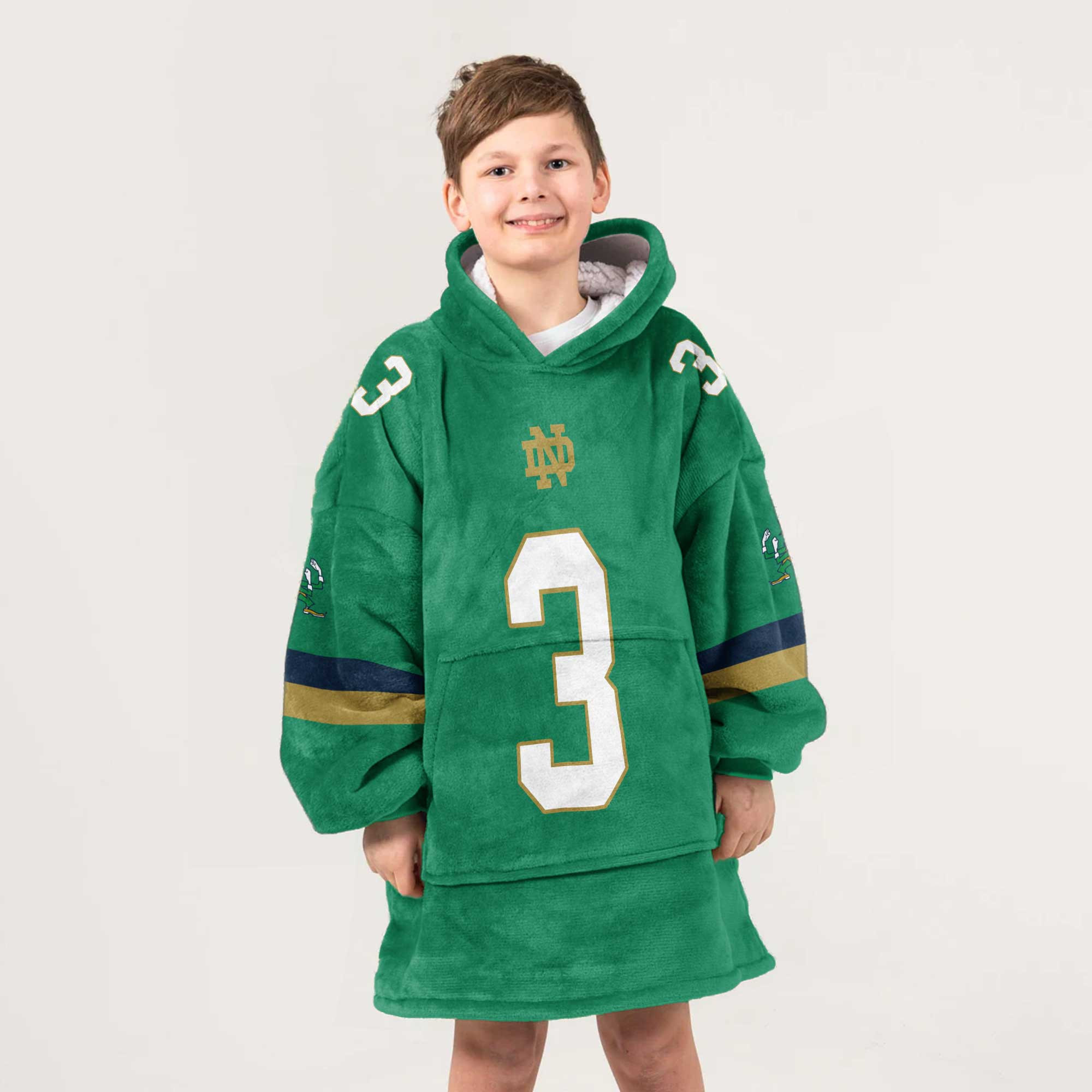 Adult 3 Notre Dame Football Unisex Blanket Hoodie