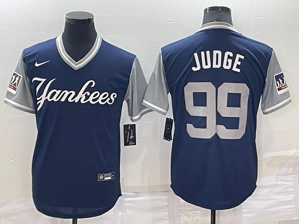 Men's  New York Yankees #99 Aaron Judge Blue Cool Base MLB Stitched Jersey