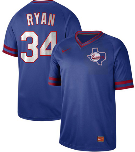 Men's  Texas Rangers #34 Nolan Ryan Royal Cooperstown Collection Stitched MLB Jersey