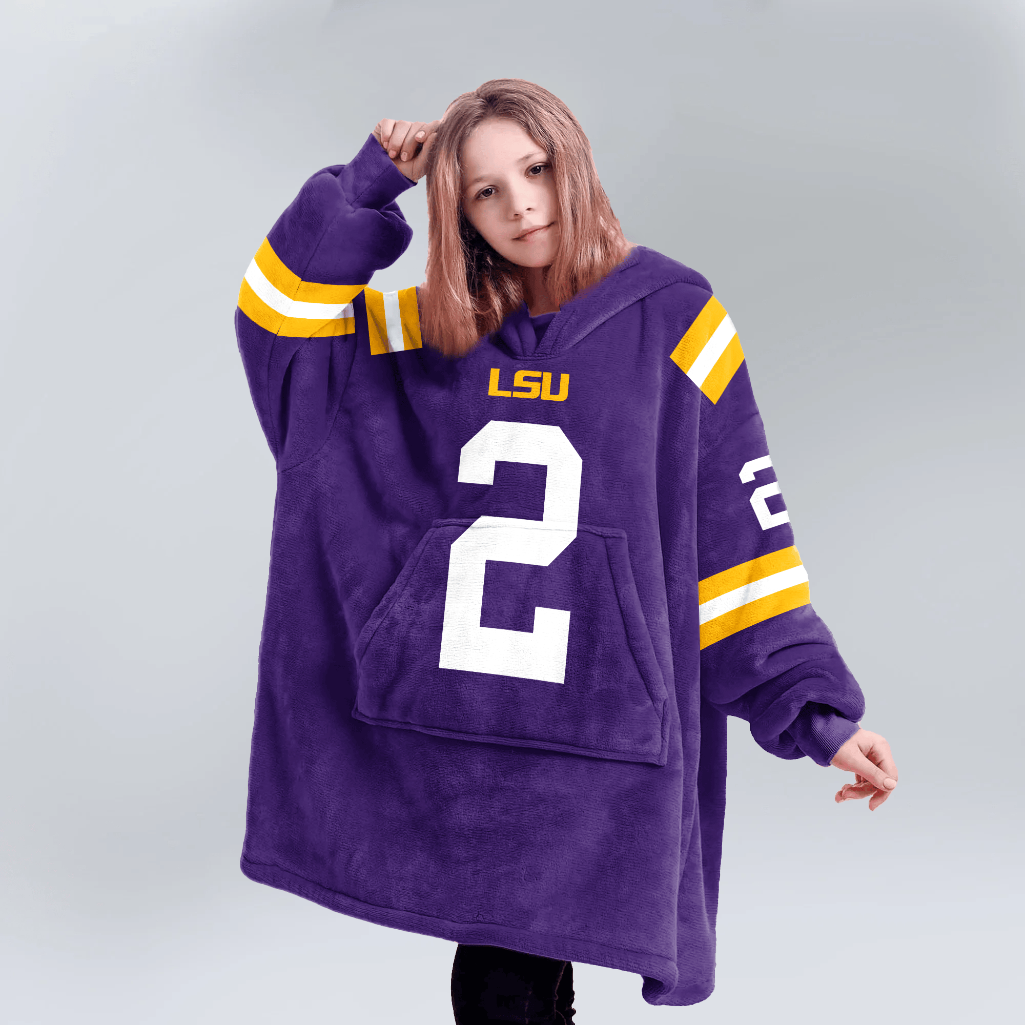 Kid J.J 2 LSU Football Unisex Blanket Hoodie
