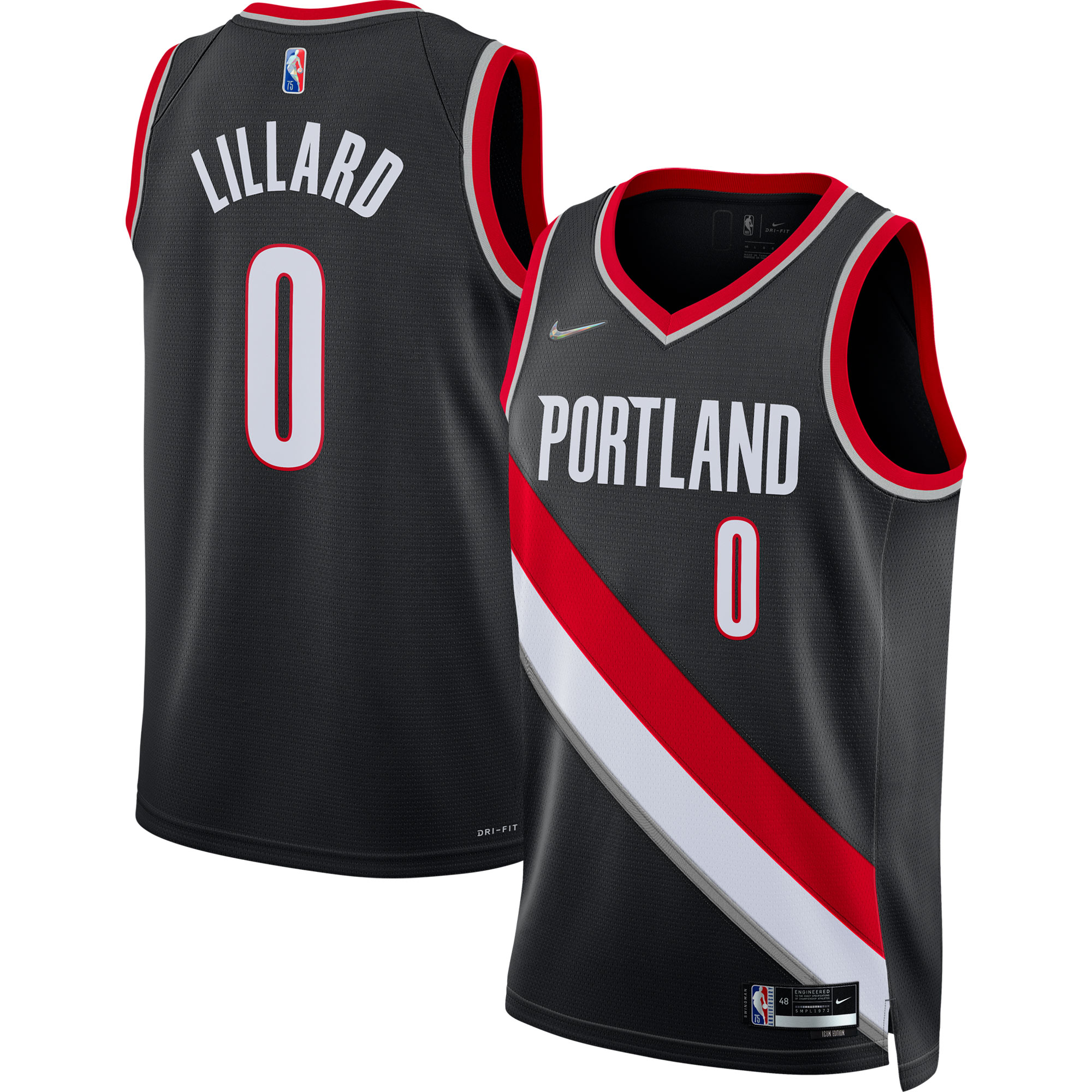 Damian Lillard Portland Trail Blazers 2021/22 Diamond Swingman Jersey - Icon Edition - Black