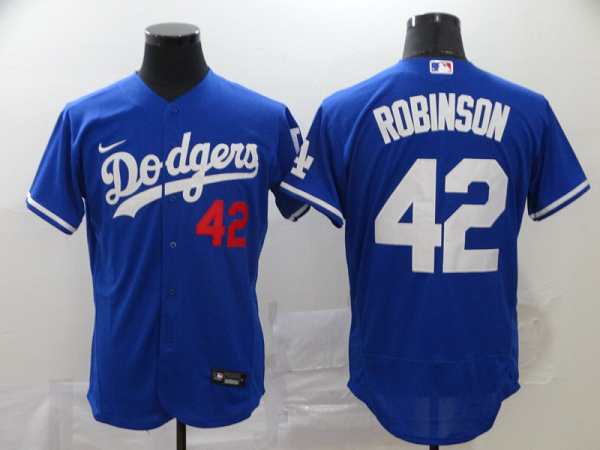 Men's Los Angeles Dodgers #42 Jackie Robinson Blue Stitched MLB Flex Base  Jersey