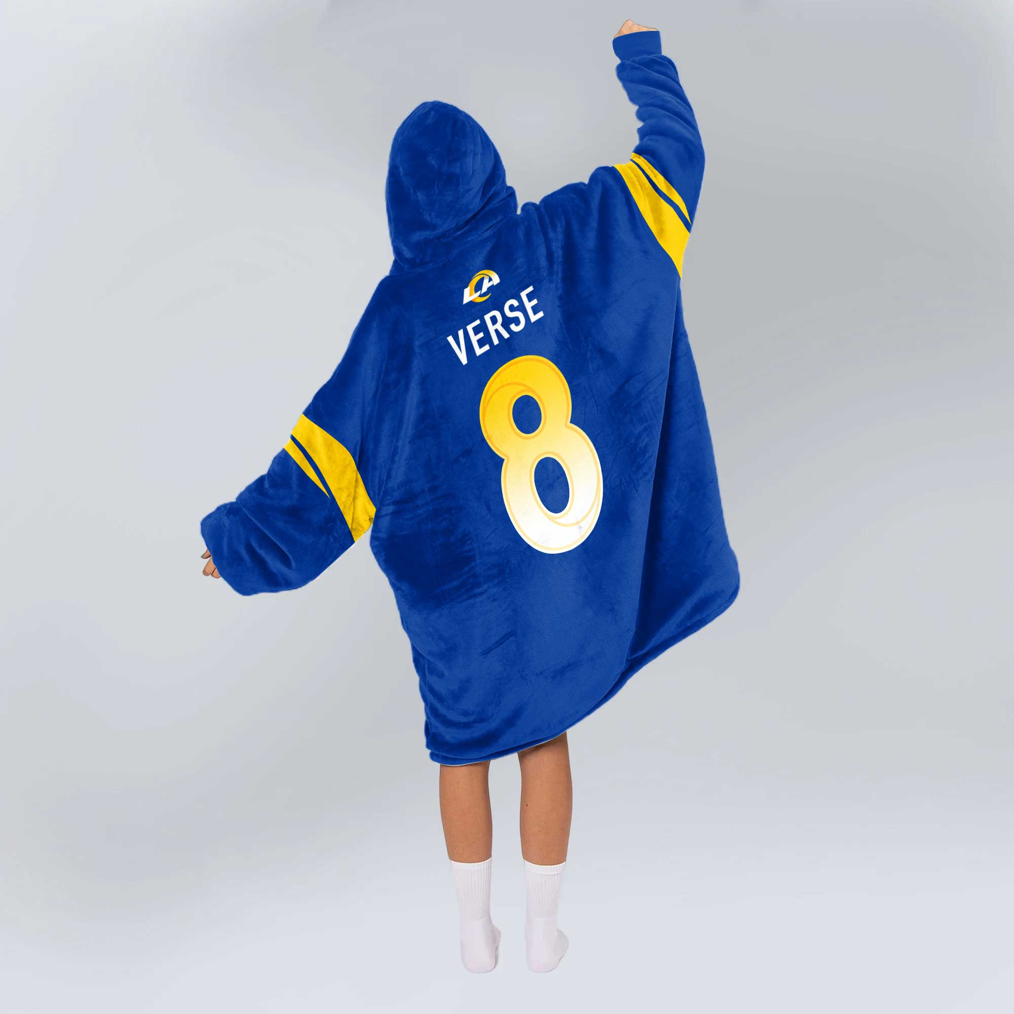 Adult J.V 8 Los Angeles R Football Unisex Blanket Hoodie