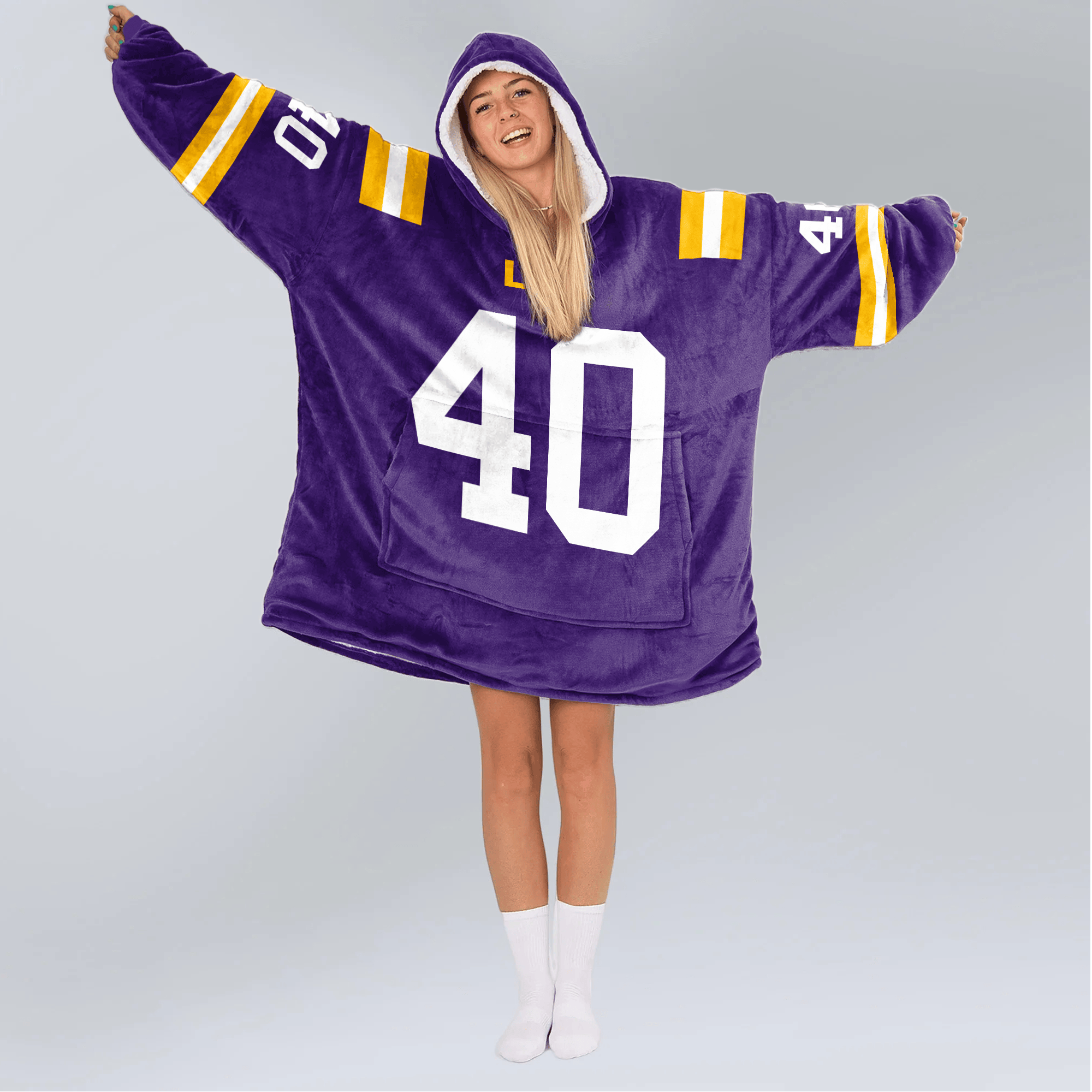 Adult W.W 40 LSU Football Unisex Blanket Hoodie