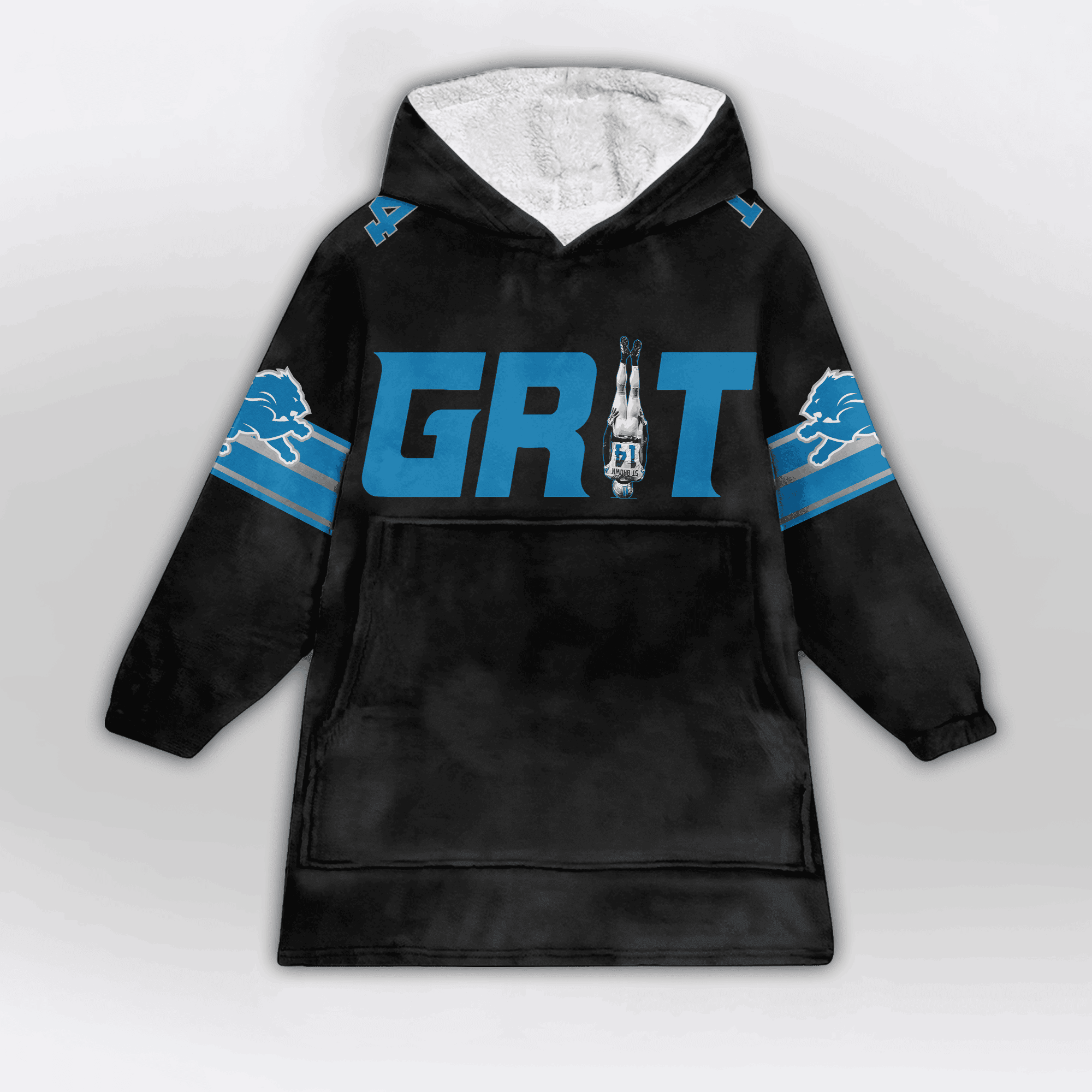 Kid Grit 14 Detroit Football Unisex Blanket Hoodie
