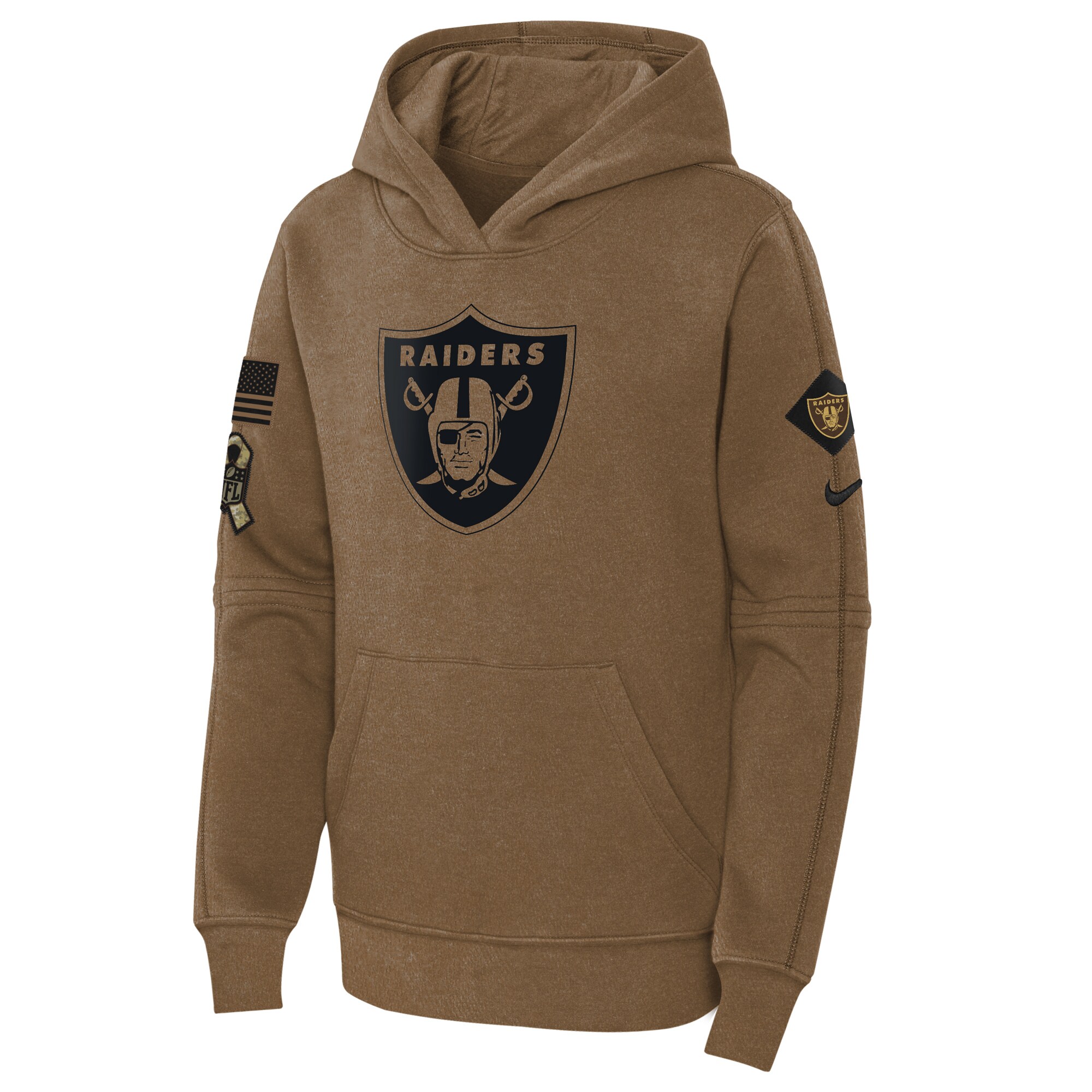 Las Vegas Raiders  Youth 2023 Salute to Service Club Fleece Pullover Hoodie - Brown