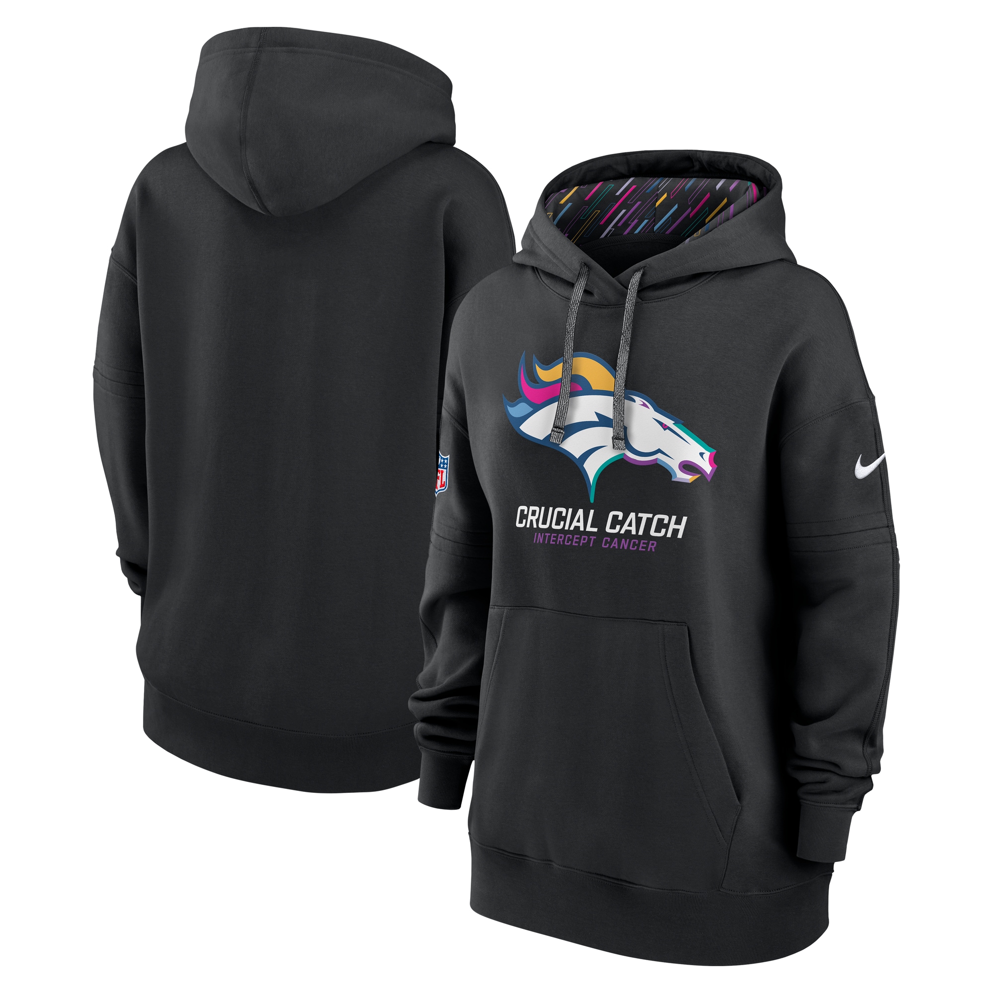 Denver Broncos Women's 2024 NFL Crucial Catch Club Pullover Hoodie - Black
