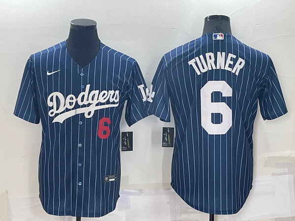 Men's  Los Angeles Dodgers #6 Trea Turner Blue Throwback MLB Cool Base Jersey