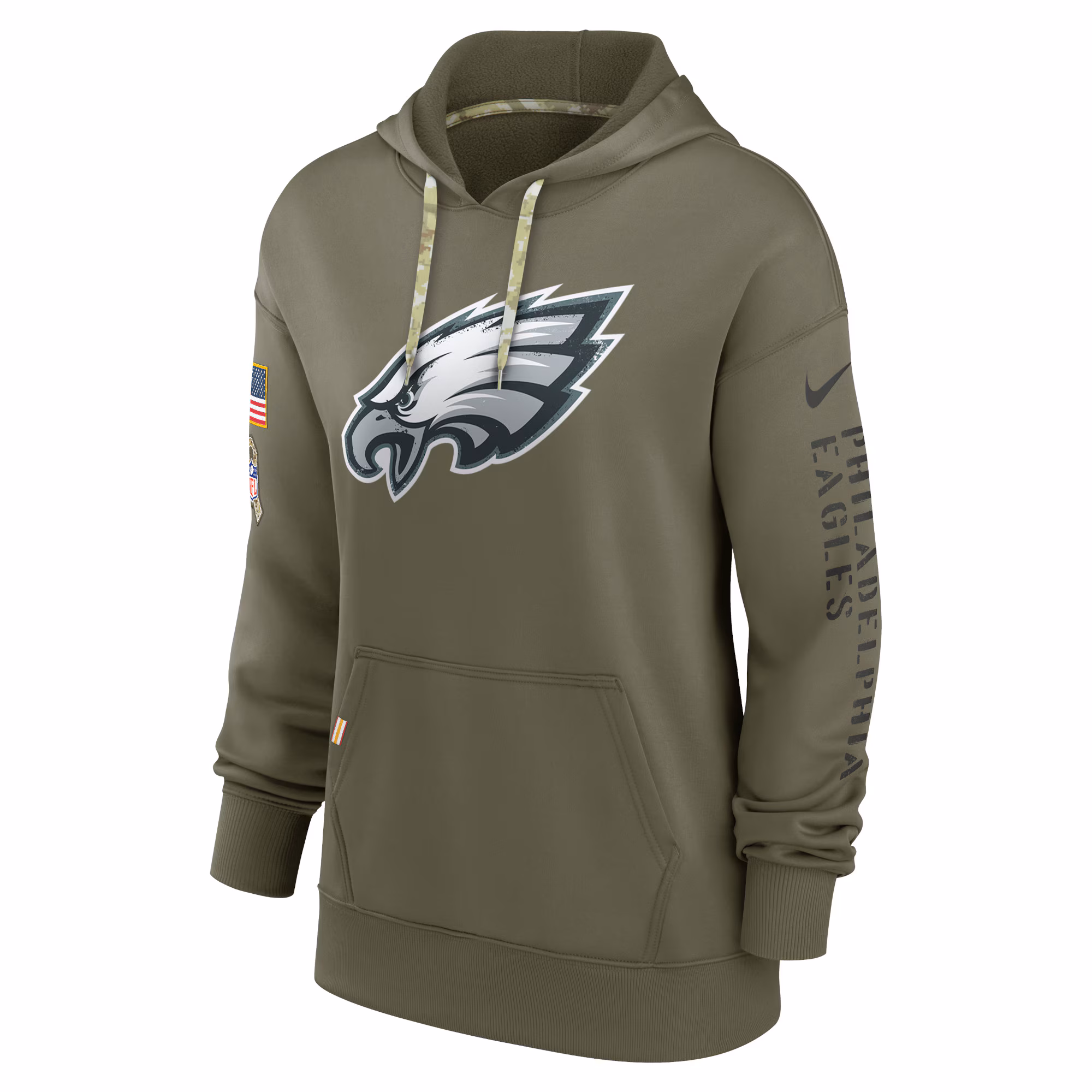 Philadelphia Eagles Women's 2022 Salute To Service Performance Pullover Hoodie - Olive