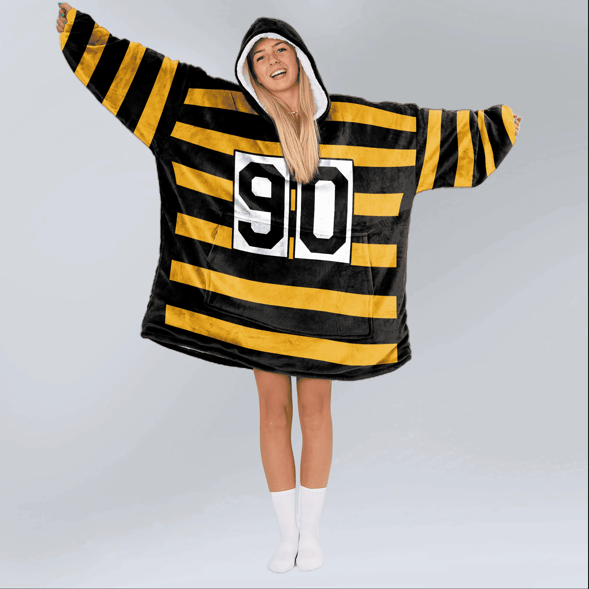Adult 90 Pittsburgh Football Throwback Unisex Blanket Hoodie