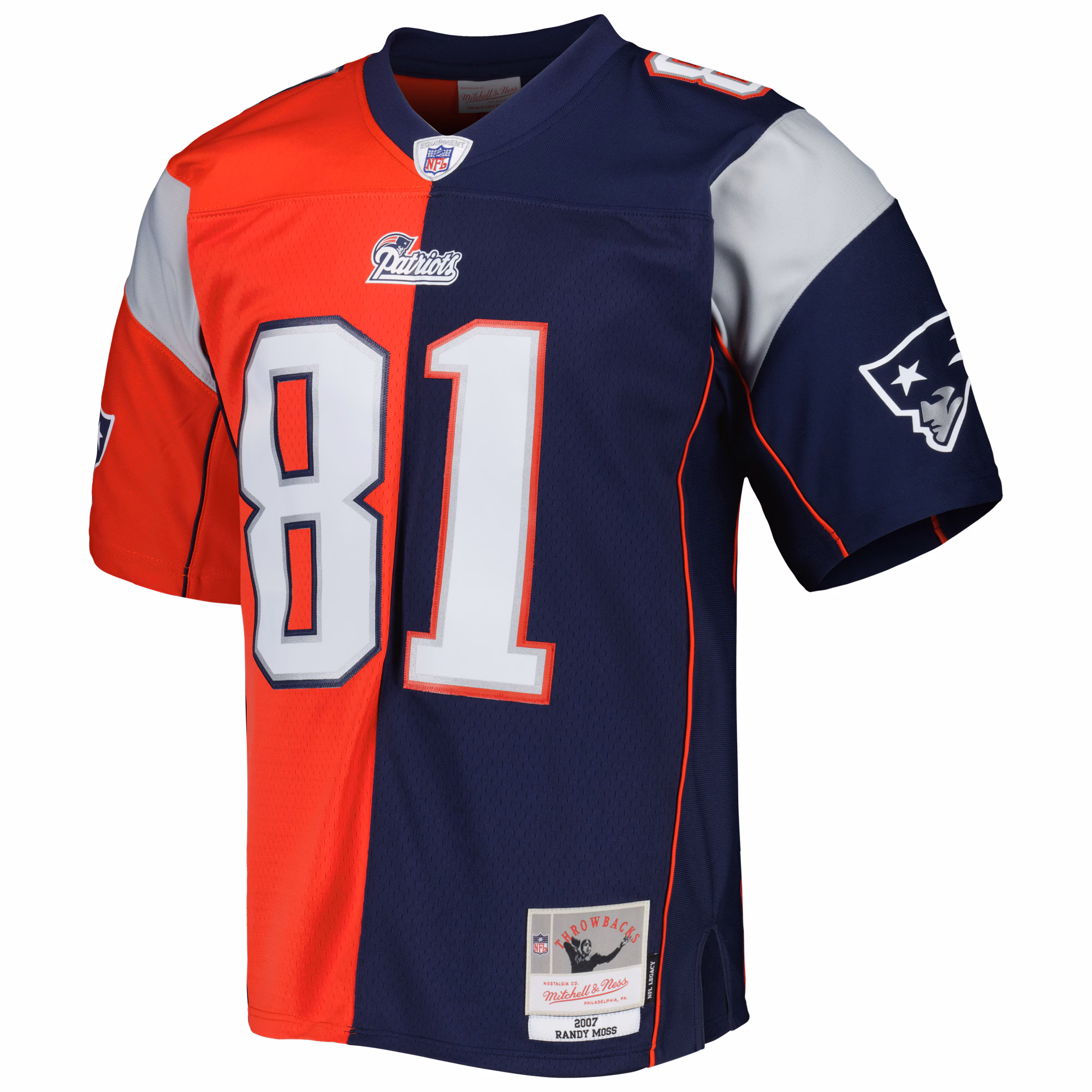 Randy Moss New England Patriots 2007 Split Legacy Replica Jersey - Navy/Red