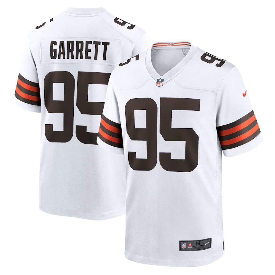 Men's Myles Garrett #95 White Cleveland Browns Away Game Jersey