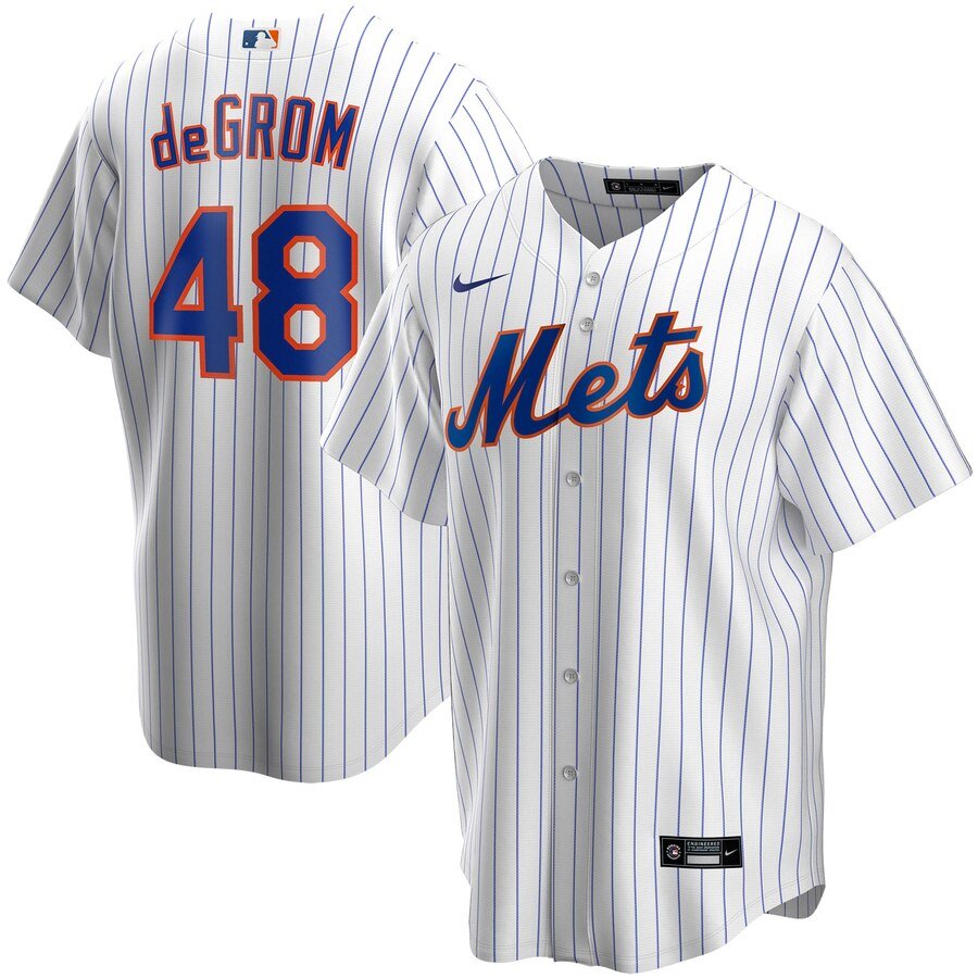 Men's  New York Mets #48 Jacob deGrom White Home 2020 MLB Jersey