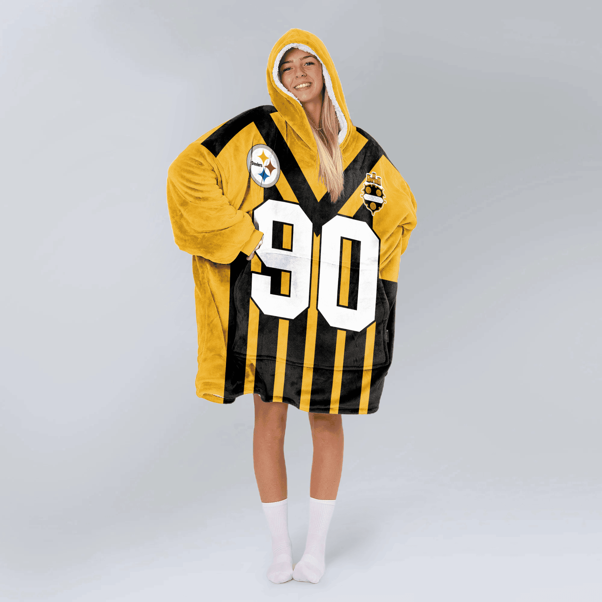 Adult 90 Pittsburgh Football Unisex Blanket Hoodie