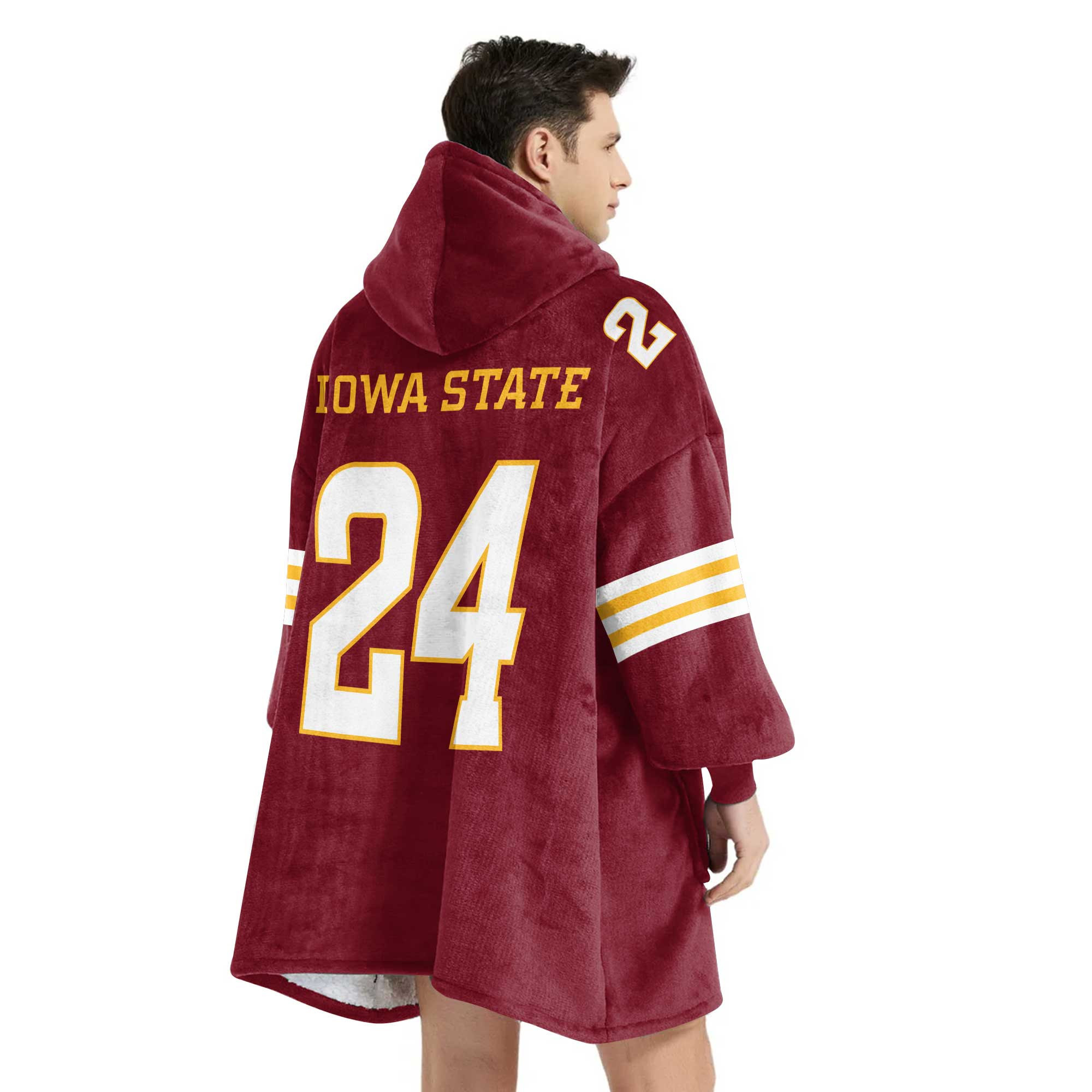 Adult #24 Iowa State Football Unisex Blanket Hoodie