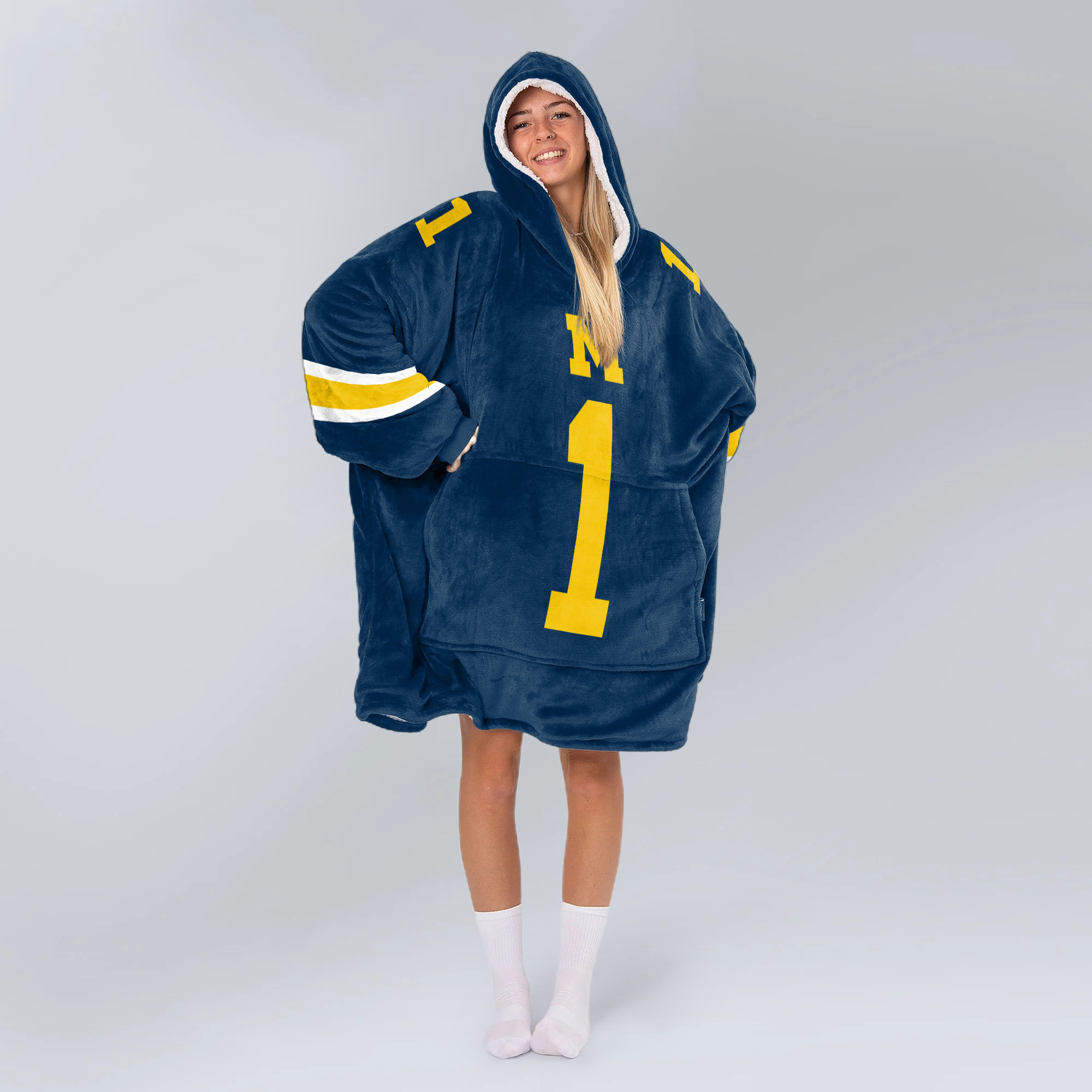 Adult #1 Michigan Football Unisex Blanket Hoodie