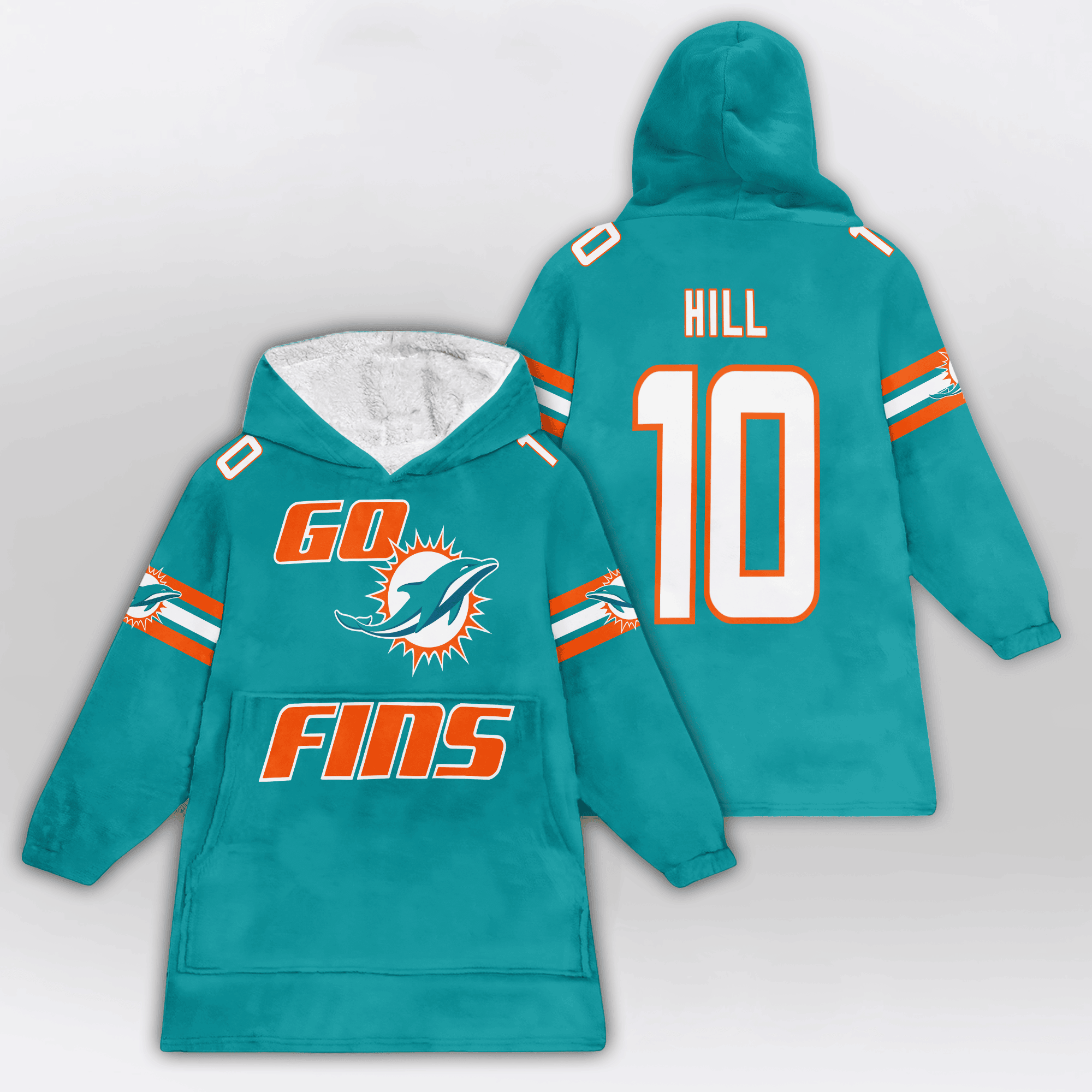 Go Fins T.H 10 Miami Football Unisex Blanket Hoodie