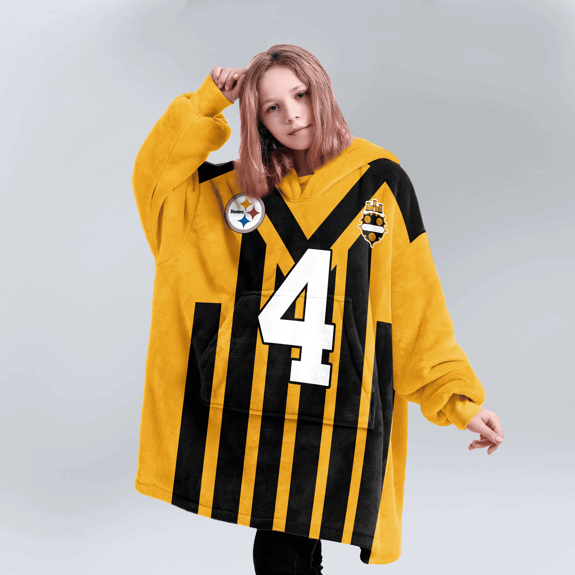 Kid 4 Pittsburgh Football Unisex Blanket Hoodie