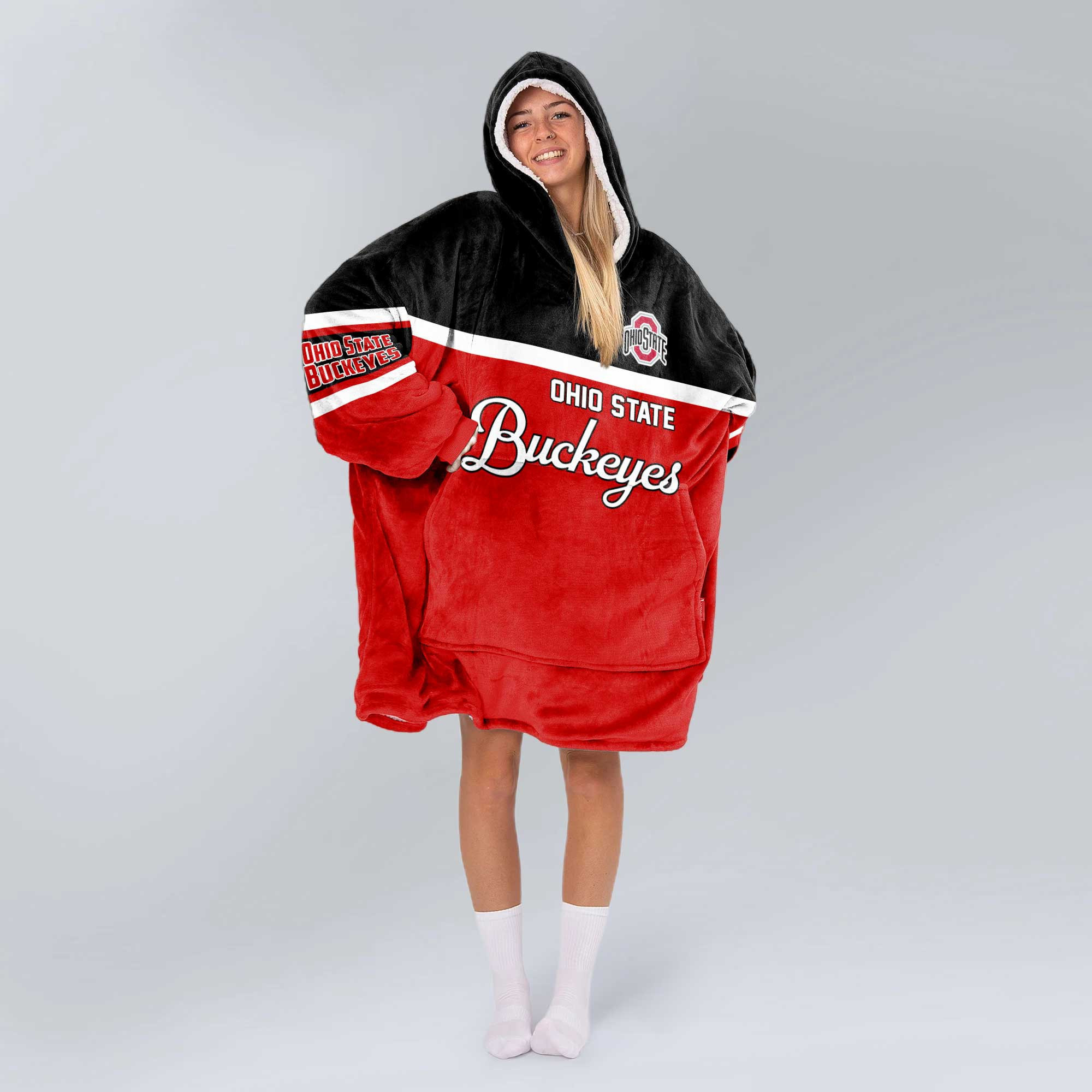 Adult Ohio State Football Unisex Blanket Hoodie