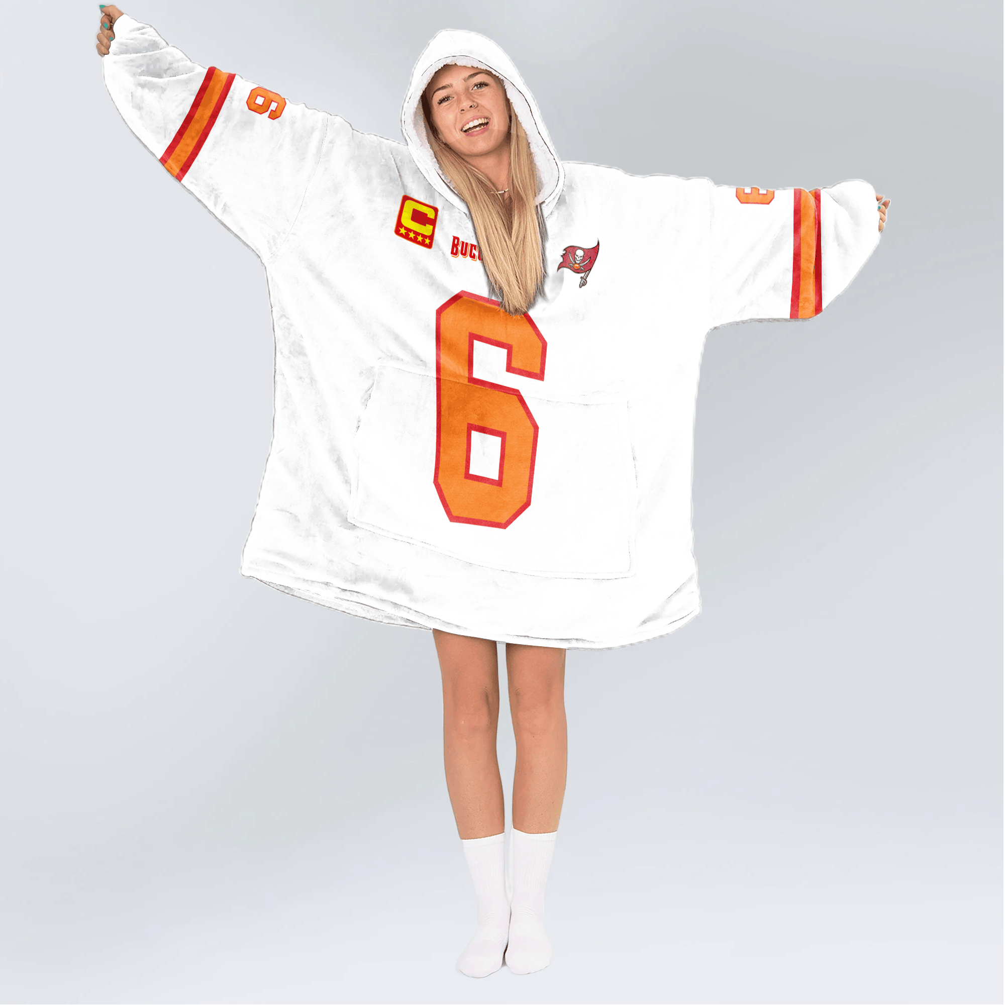 Adult B.M 6 Captain Tampa Bay Football Unisex Blanket Hoodie