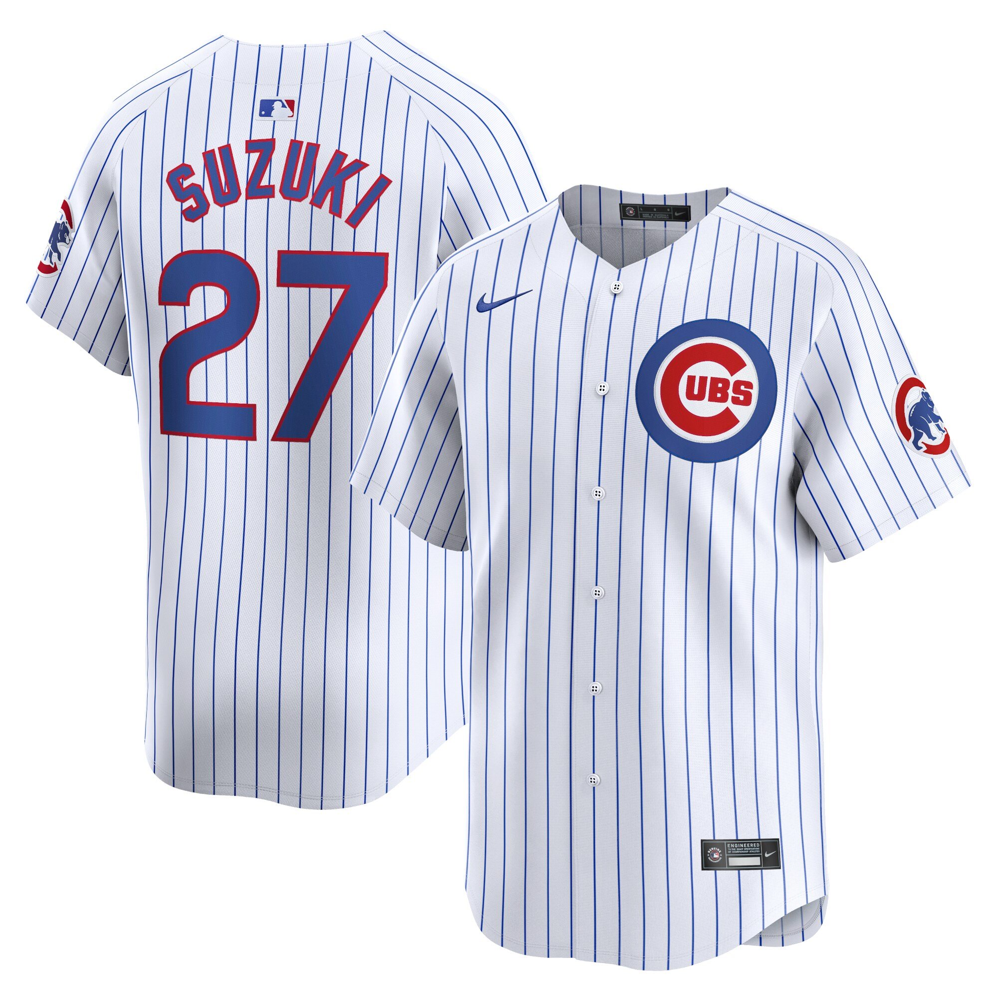 Men's Chicago Cubs #27 Seiya Suzuki  White Home Limited Player Jersey
